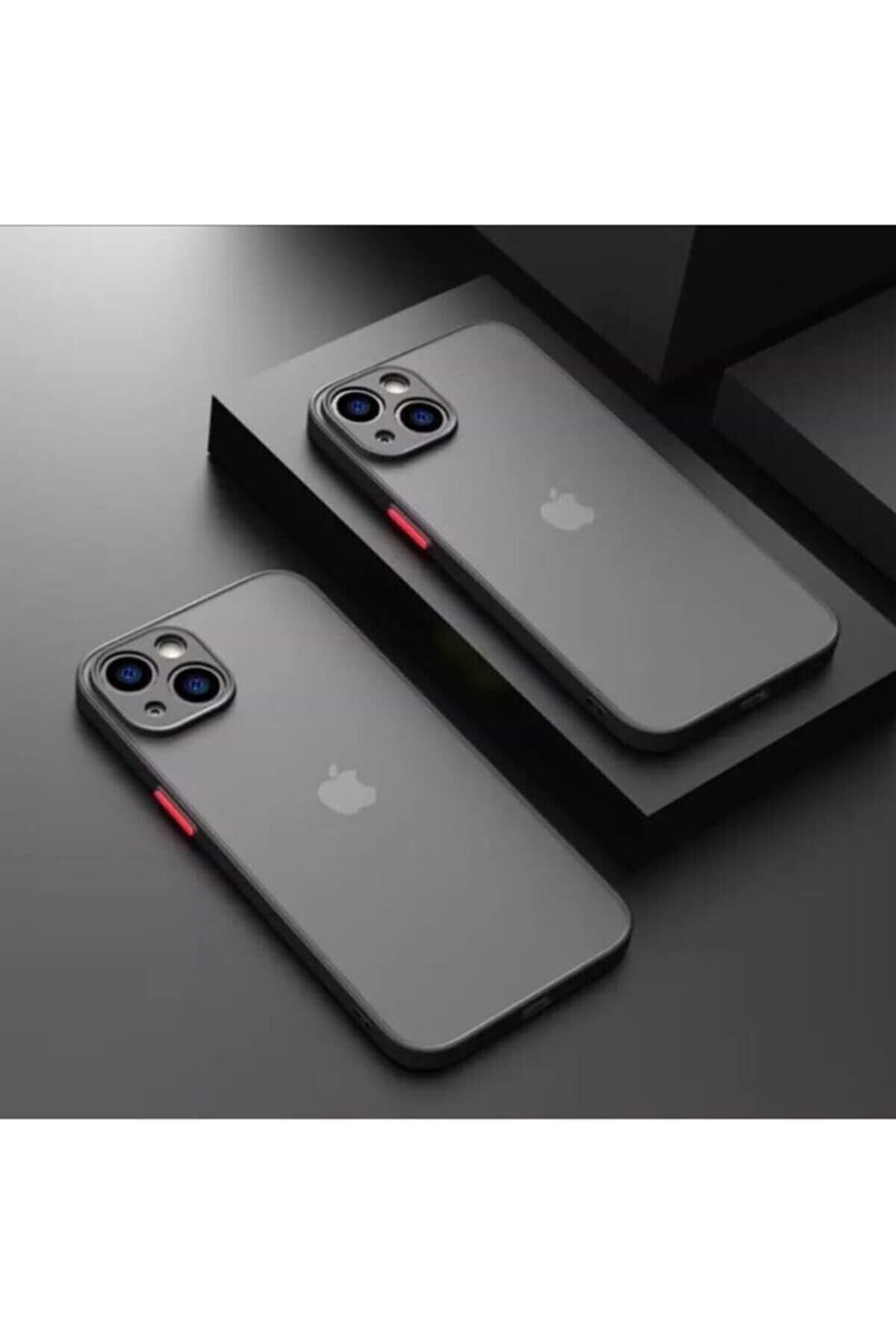 STOREMAX SRT AKSESUAR İphone 13 6.1 inç Yan Tuşları Renkli Kamera Korumalı Transparan TPU Kılıf (Siyah