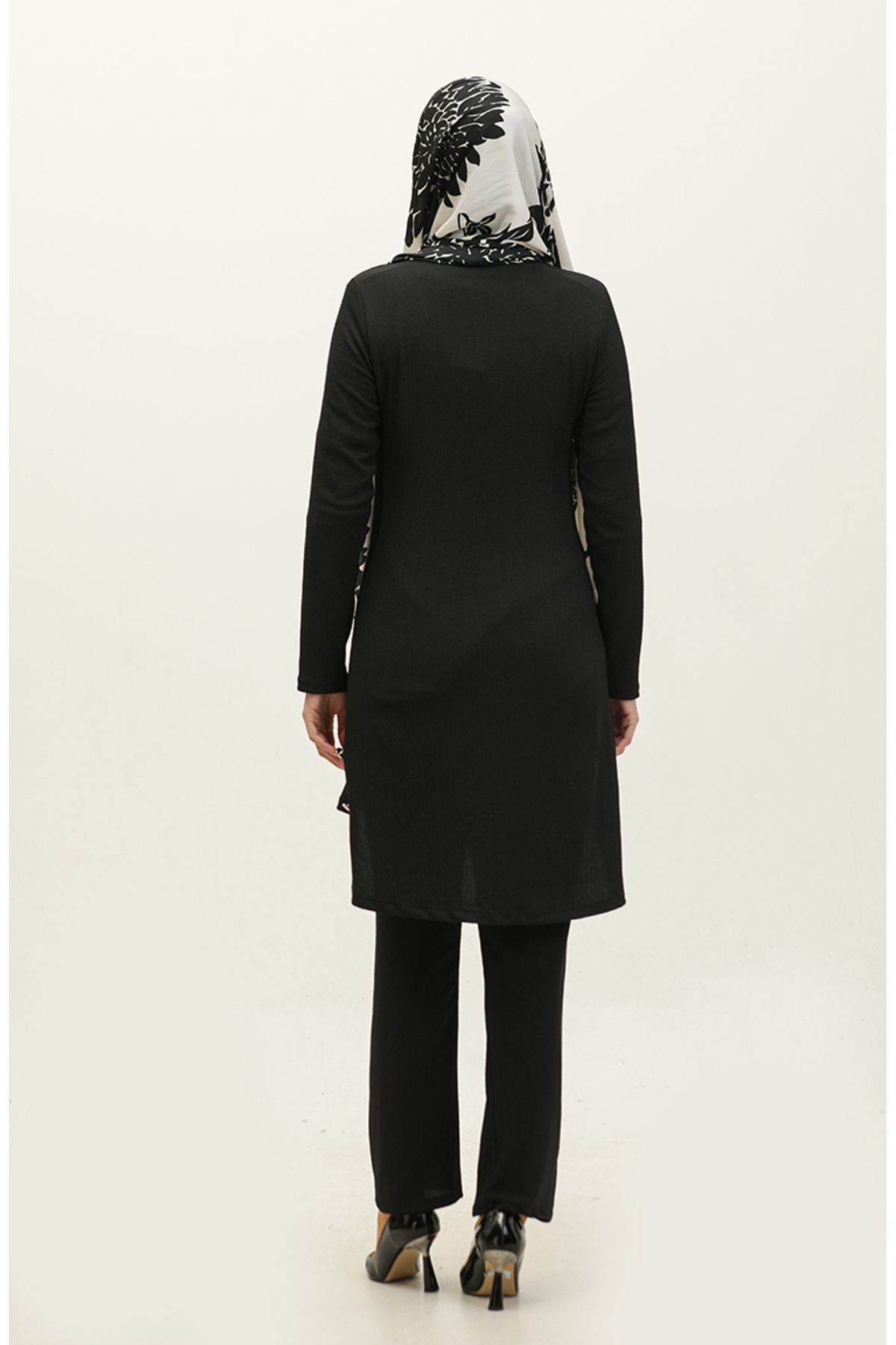 sefamerve-Black Tunic and Trousers Double Set - Button Detail 0101DA-04 5