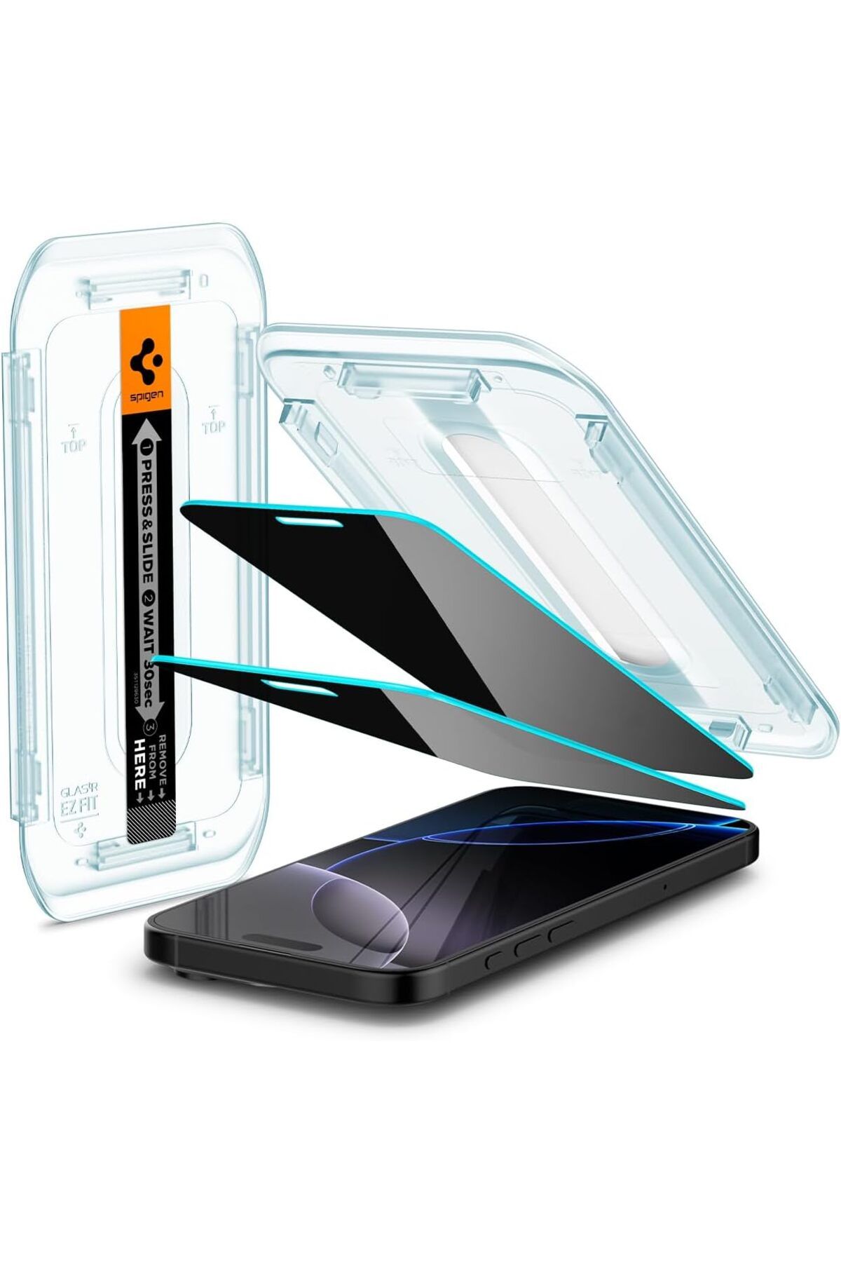 Mu Art Ahşap Mrt iPhone 16 Pro Max Hayalet Cam Ekran Koruyucu Kolay Kurulum Glas.tR EZ Fit Privacy (2 Adet) - AGL