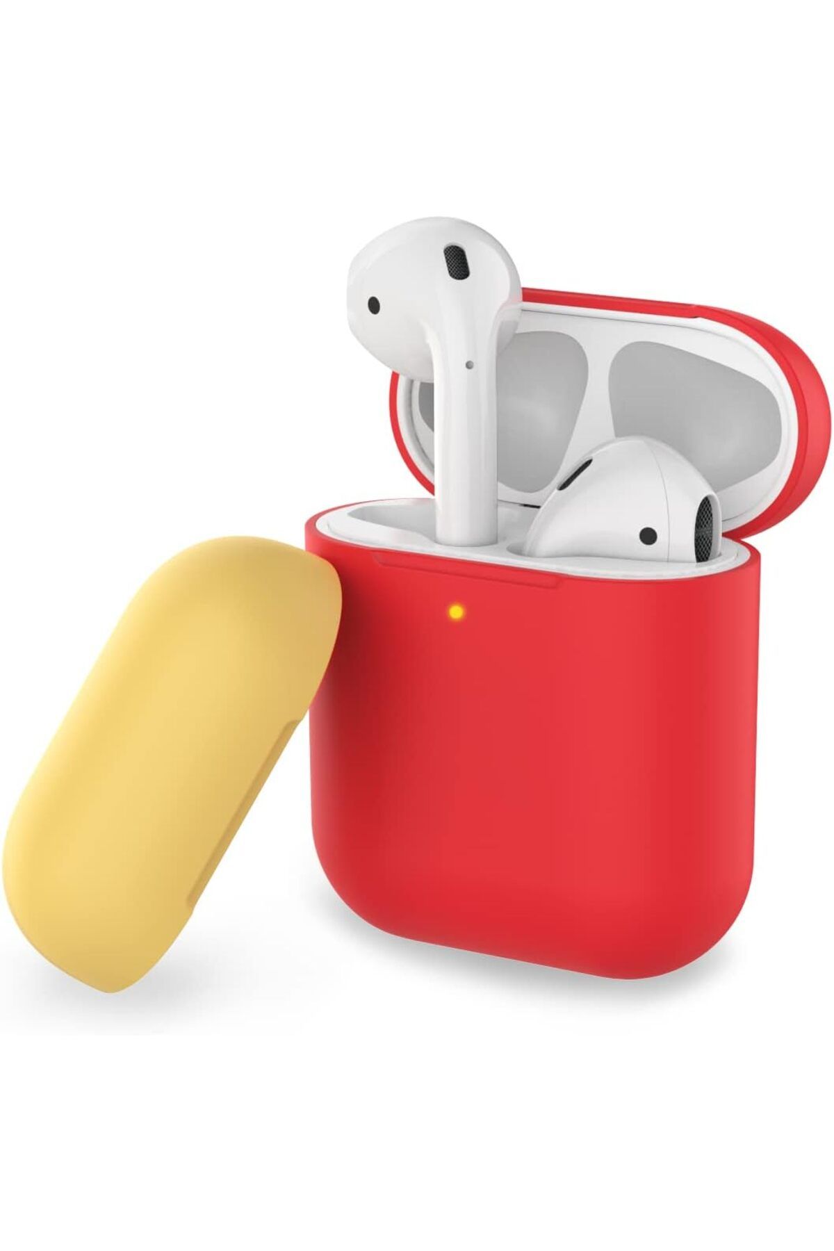 STOREMAX Airpods Kılıf AirPods1-2 Nesil Uyumlu Yedek Kapak Hediyeli Silikon Mat Kılıf PT-38 Kırmızı T
