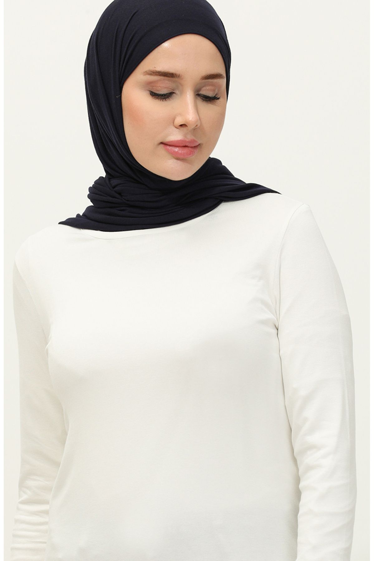 sefamerve-Ecru Combed Cotton Tunic - 10645-06 Model 3