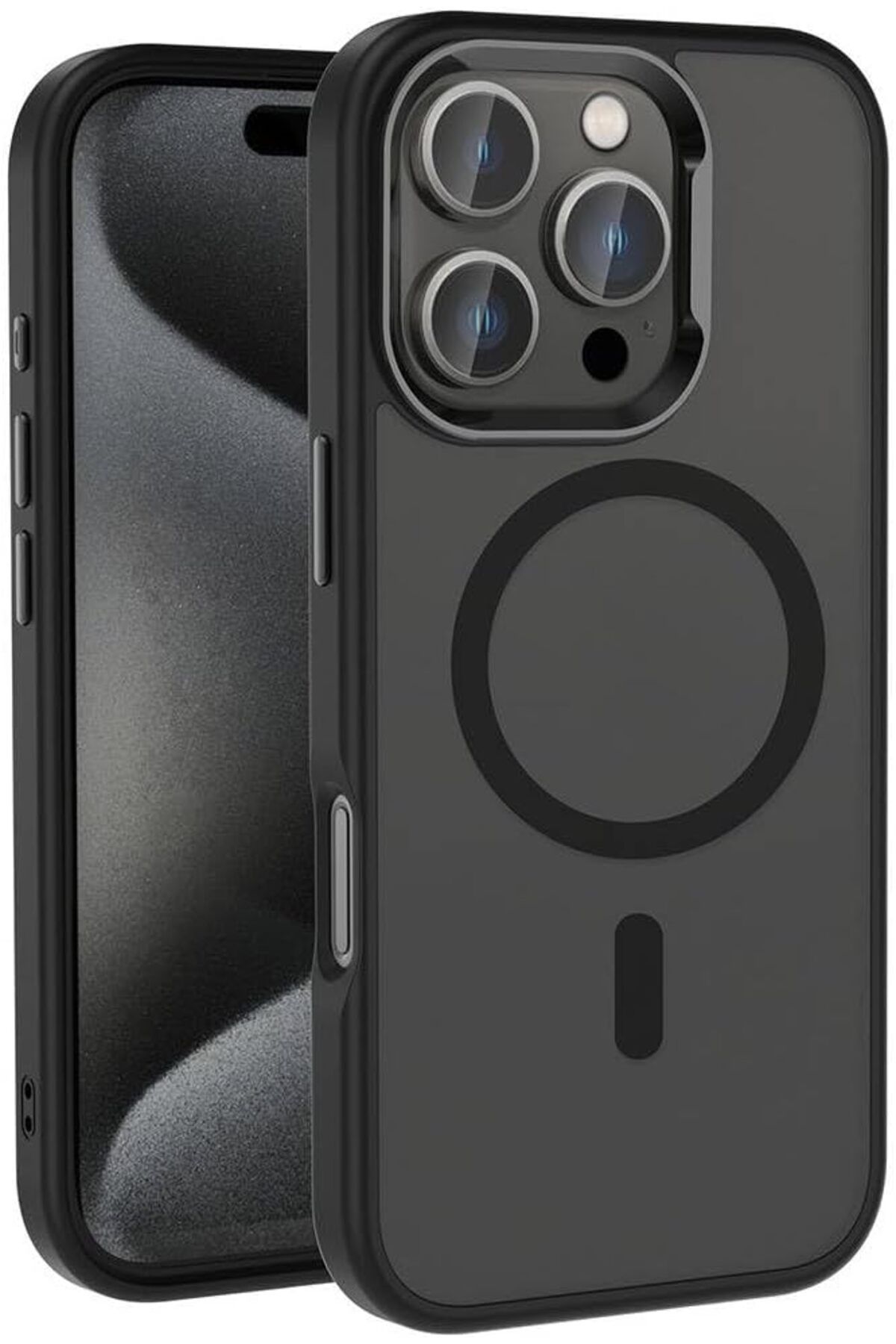 STOREMAX Rom İle Uyumlu iPhone 16 Pro Max Kılıf Magsafe Şarj Özellikli Parlak Kamera Çerçeveli ZORE Ko