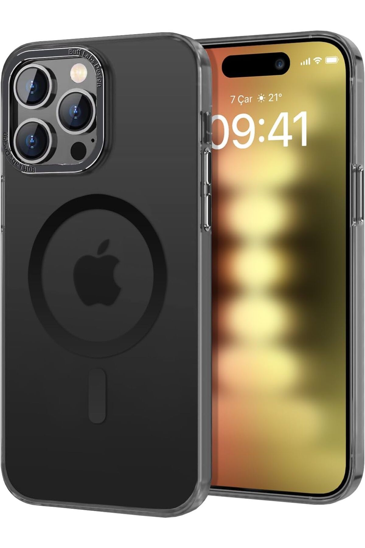 STOREMAX ELZ LABS iPhone 15 Pro ile Uyumlu TaoFit Manyetik Yarı Saydam Metal Çerçeve Kılıf (Siyah) FRNTR