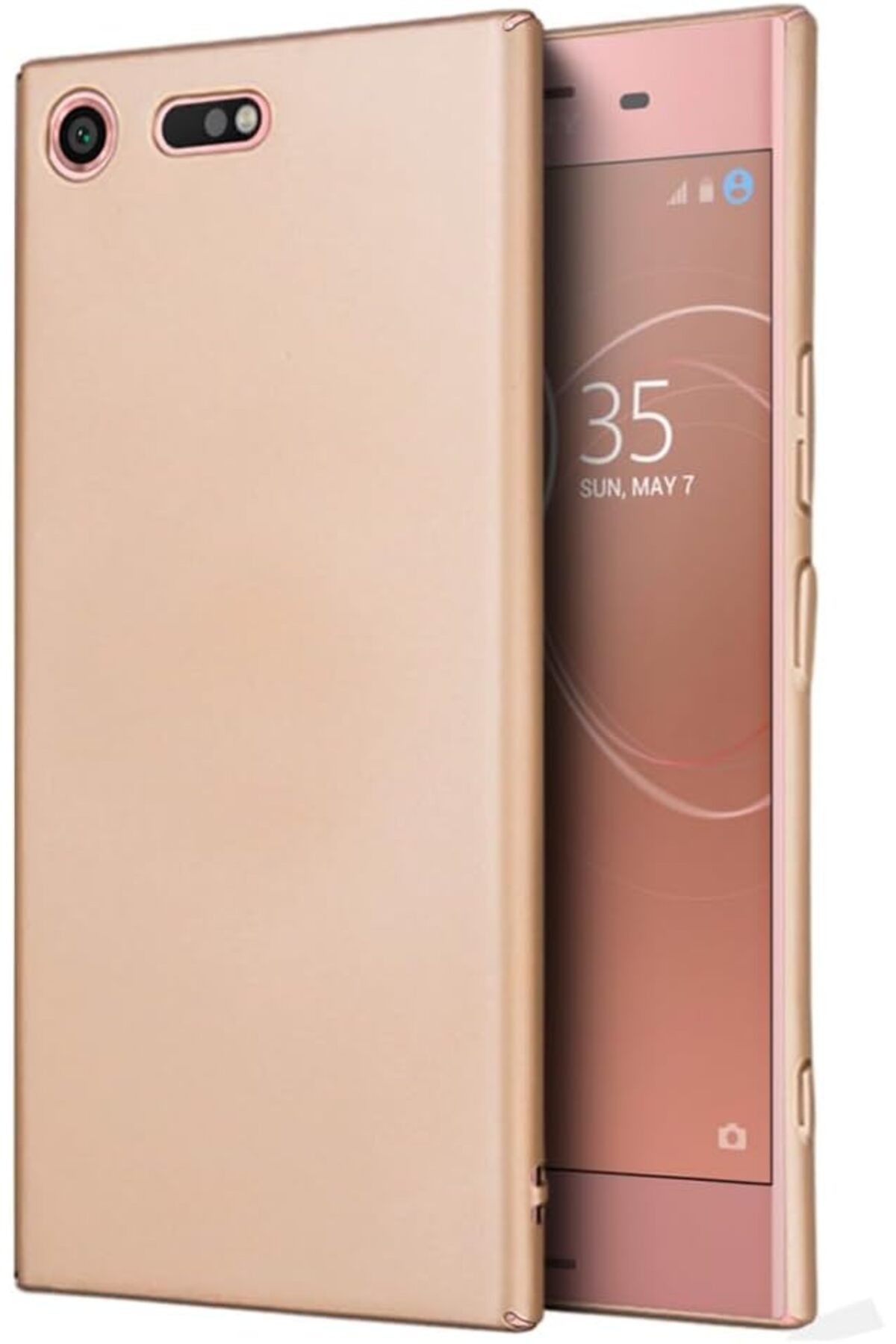 STOREMAX ELZ Sony Xperia XZ Premium ile Uyumlu Sert Rubber Silikon Kılıf (Altın Rengi) FRNTR 1127478