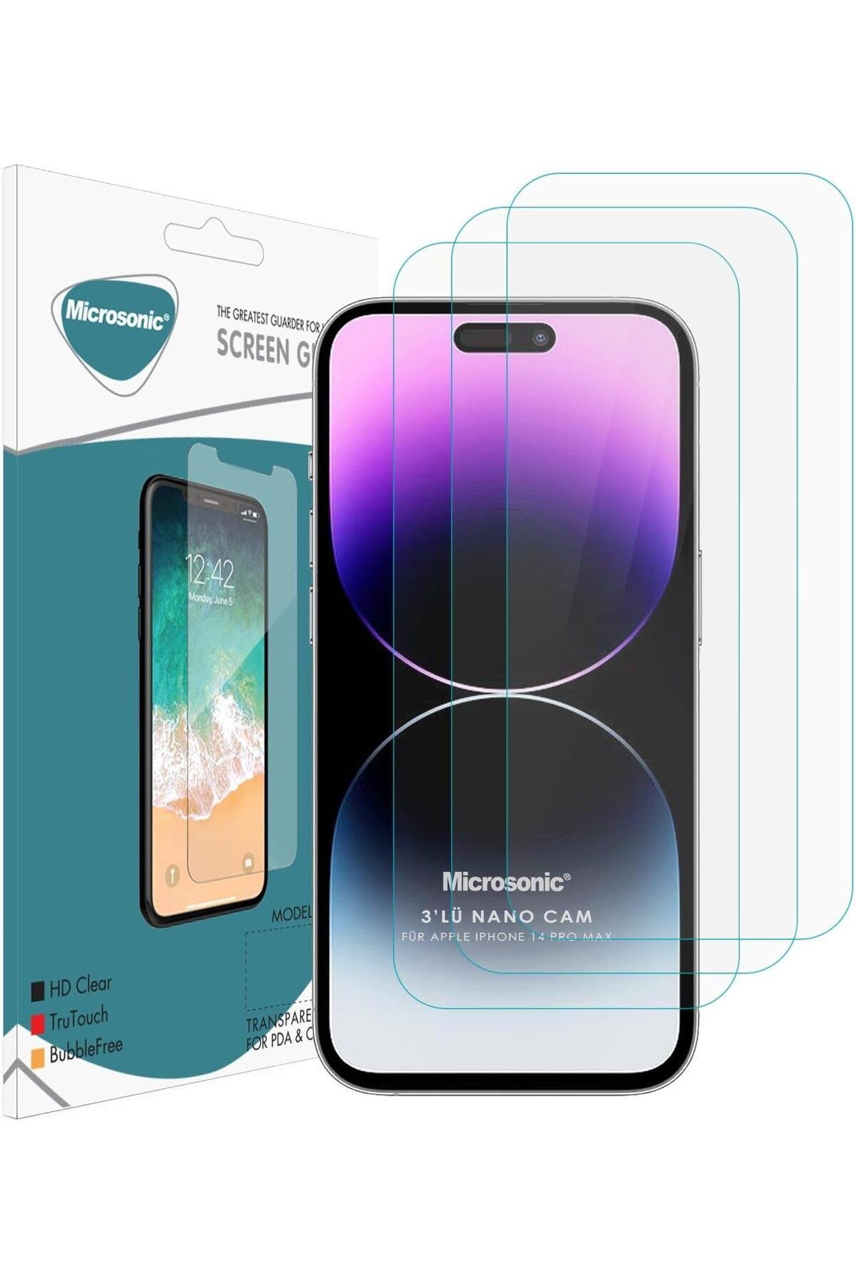 STOREMAX OZN iPhone 14 Pro Max Screen Protector Nano Glass Cam Ekran Koruyucu (3`lü Paket) OZNstre 1094633