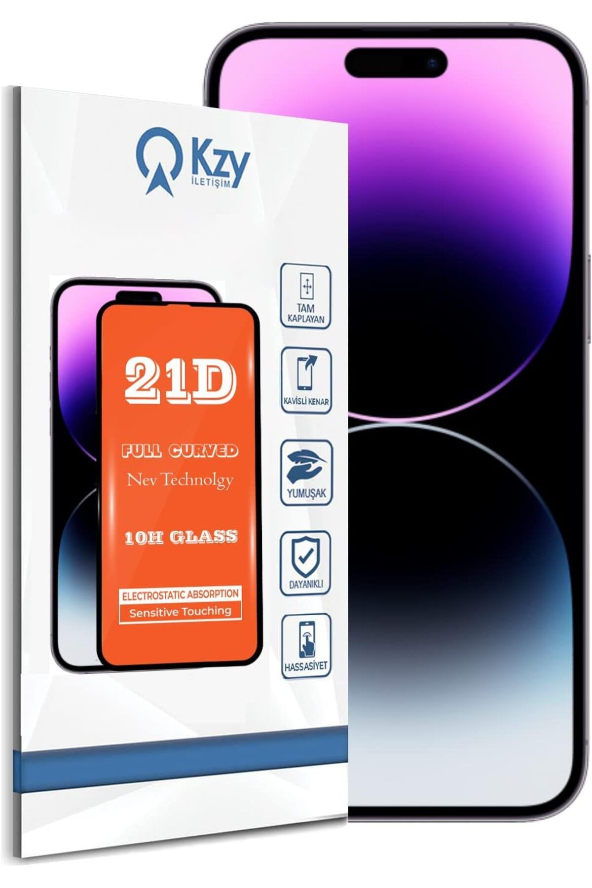 STOREMAX OZN İLETİŞİM iPhone 14 Pro Max Tam Kaplayan 21D Temperli Ekran Koruyucu Cam OZNstre 1094633