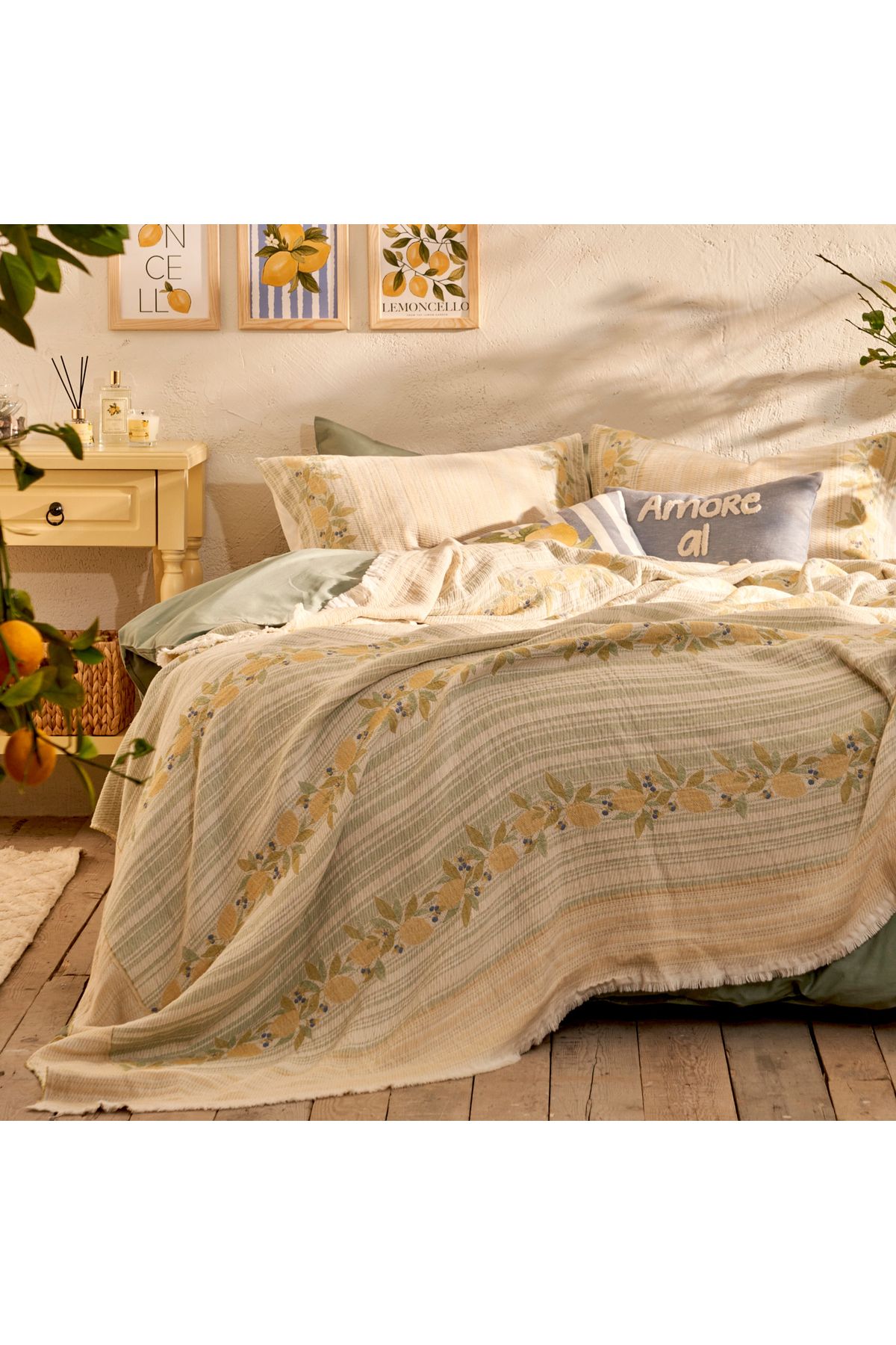 Bella Maison-100% Cotton Lemoncello Double Bedspread Set (220X240 cm) 2