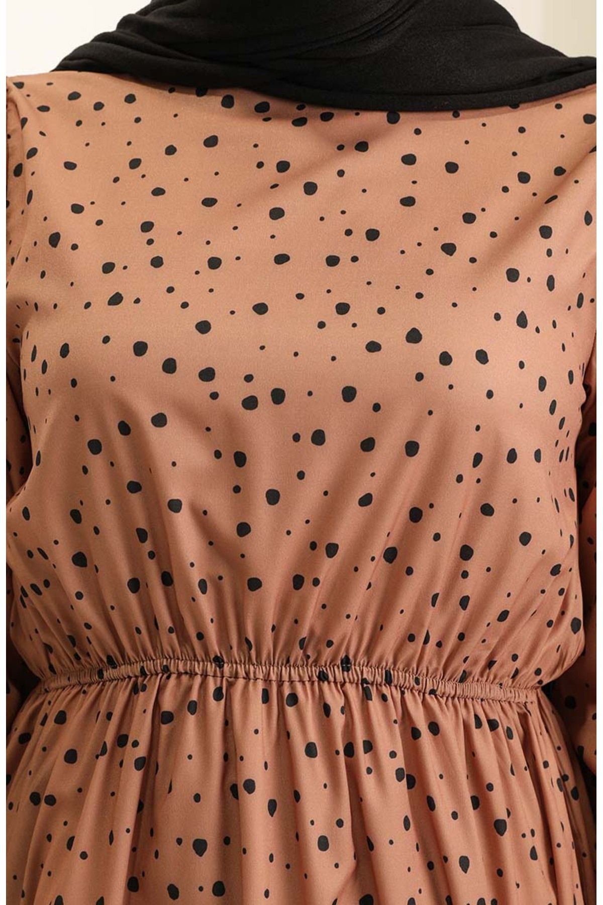 sefamerve-Milky Brown Black Gathered Tunic - 4346-07 5