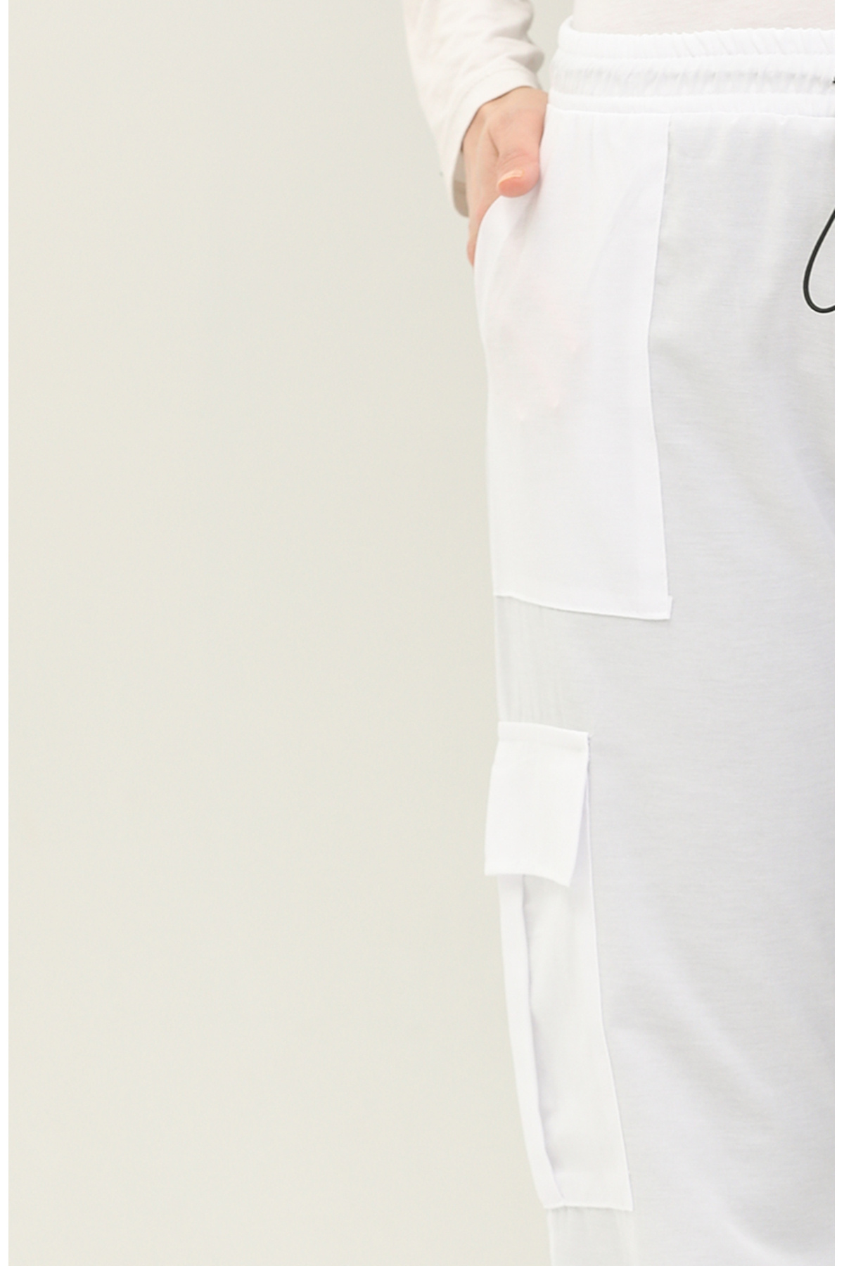 sefamerve-Pantaloni cargo albi 5103-11 3