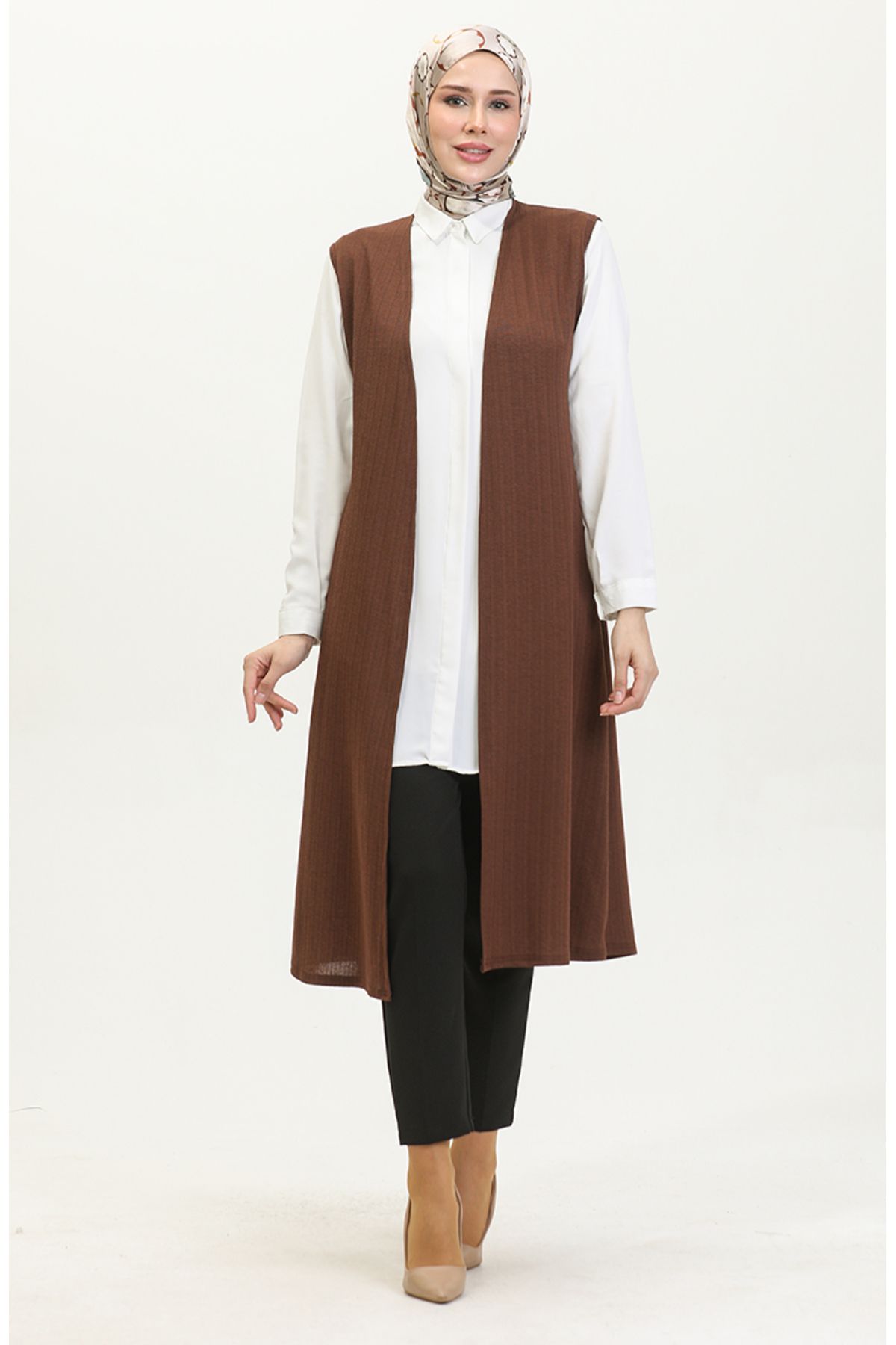 sefamerve-8726-05 Model Lung Maro Vestă simplă 2