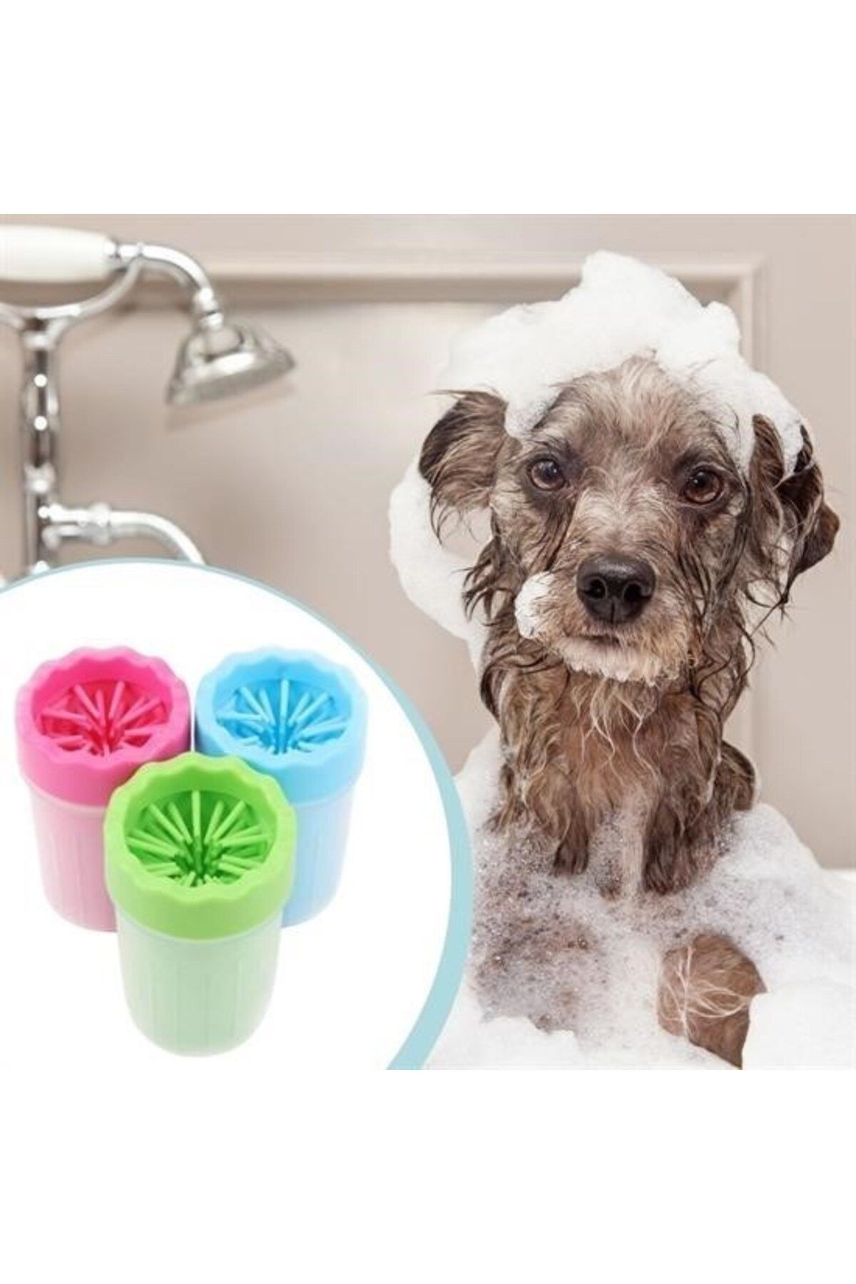 teknoliman ® Silikon Jel Fırçalı Kedi Köpek Pati Ayak Temizleme Kovası Büyük