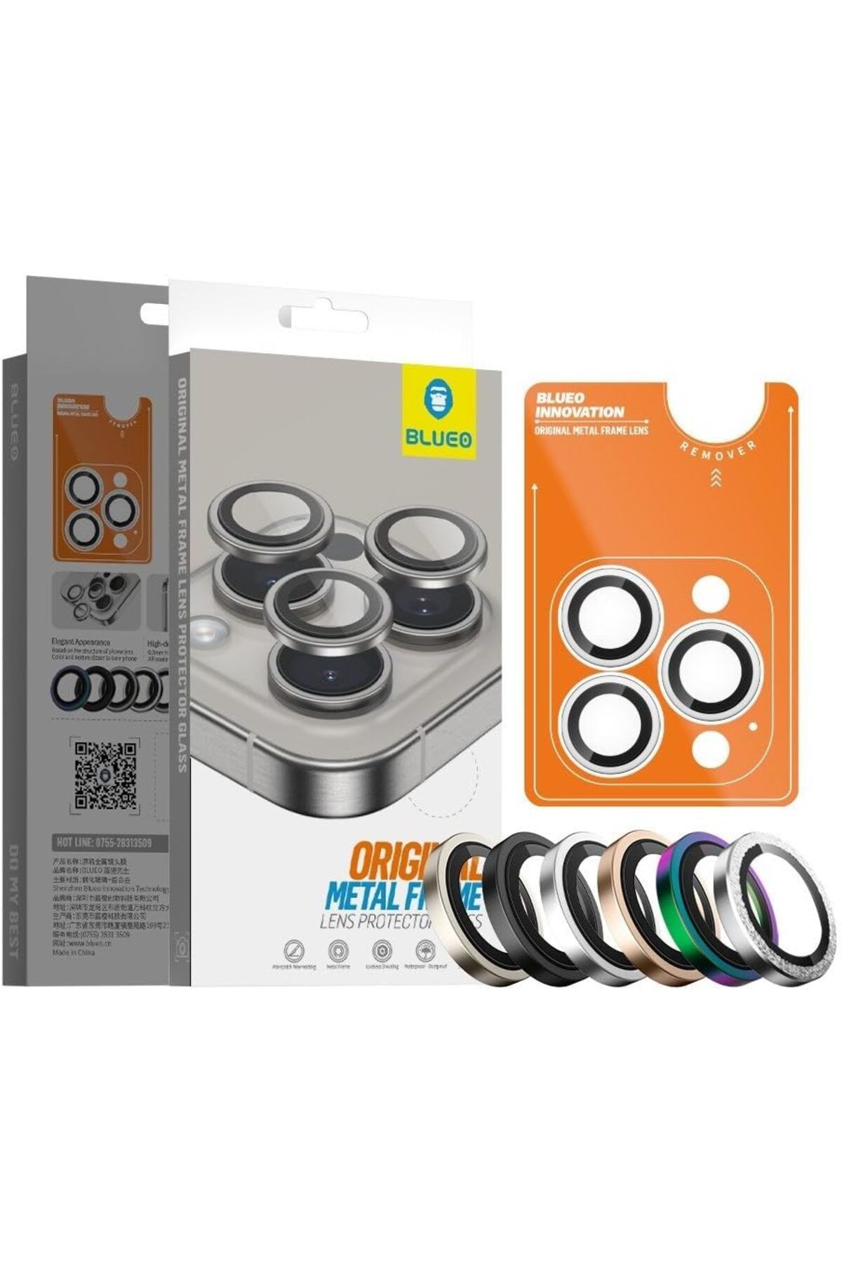 STOREMAX OZN iPhone 16/16 Plus / 16 Pro / 16 Pro Max Uyumlu Metal Frame Aplikatörlü Kamera Lens Camı Koruy
