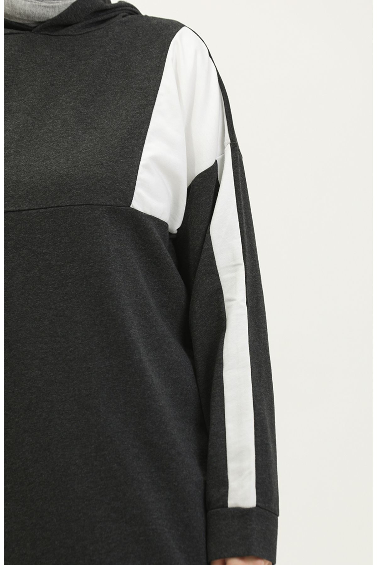 sefamerve-Anthracite Hooded Sweatshirt - 23080-02 4