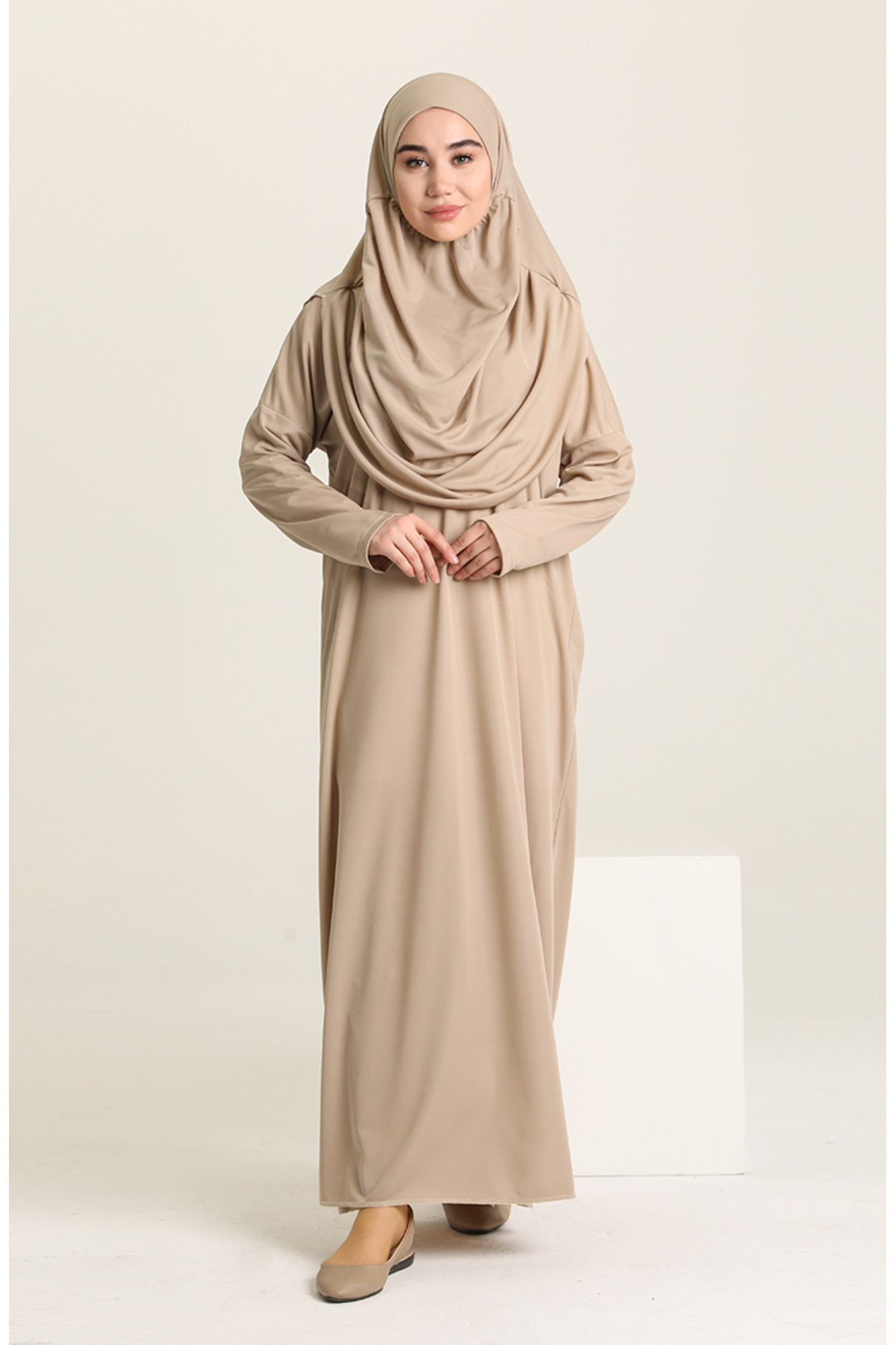 sefamerve Praktyczna sukienka modlitewna w dużym rozmiarze - z torbą, ciemnob...