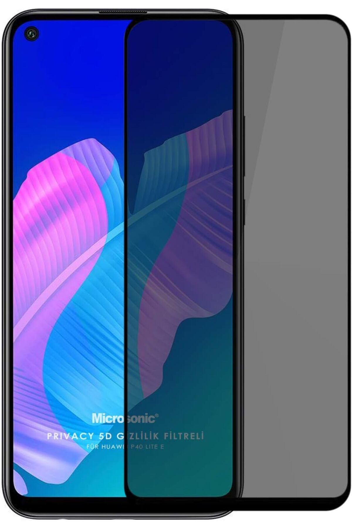 Mu Art Ahşap Mrt P40 Lite E Privacy 5D Gizlilik Filtreli Cam Ekran Koruyucu Siyah Art 871301