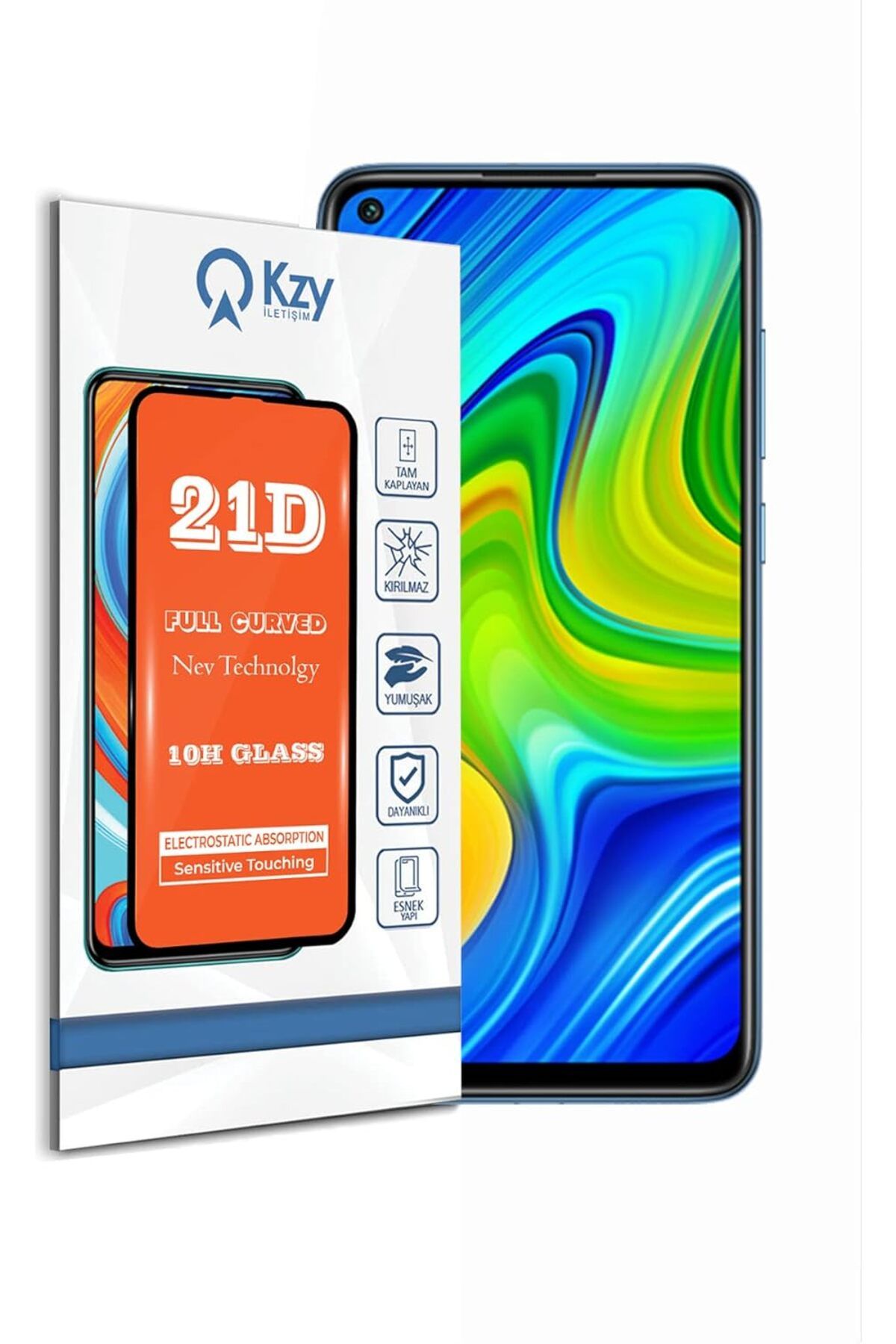 STOREMAX OZN İLETİŞİM Xiaomi Redmi Note 9 ile uyumlu Tam Kaplayan 21D Temperli Ekran Koruyucu Cam OZNstre