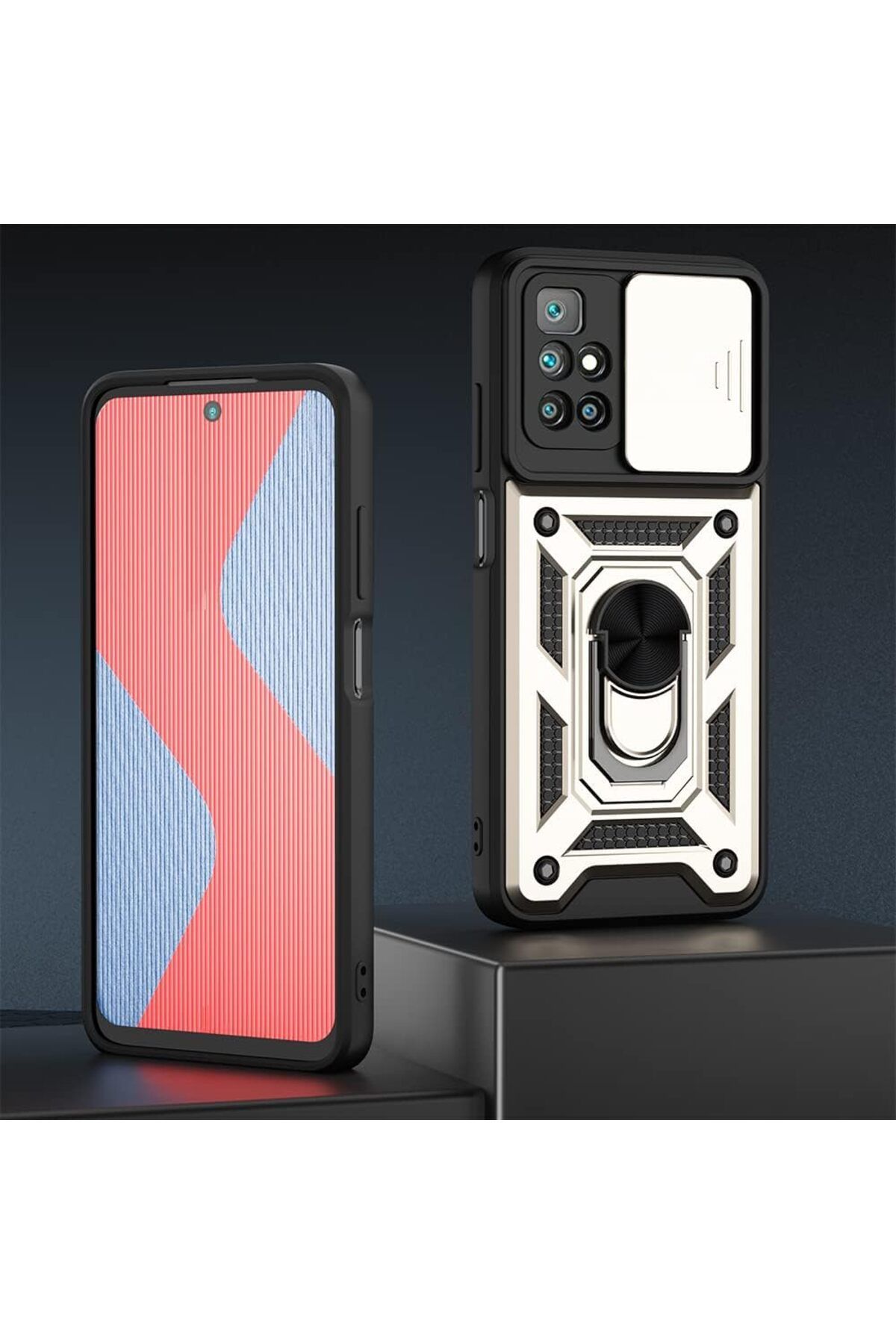 STOREMAX Xiaomi Redmi Note 11 Uyumlu Kılıf Lens Sürgülü Yüzüklü Tank Silikon Pars TrendBazaar 105756
