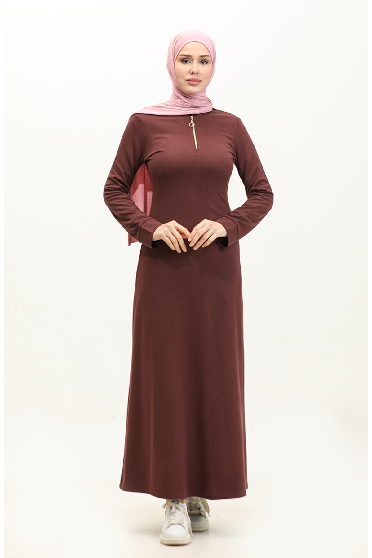 sefamerve-Pflaumenfarbenes Kleid mit Reißverschluss – 2144-05 2