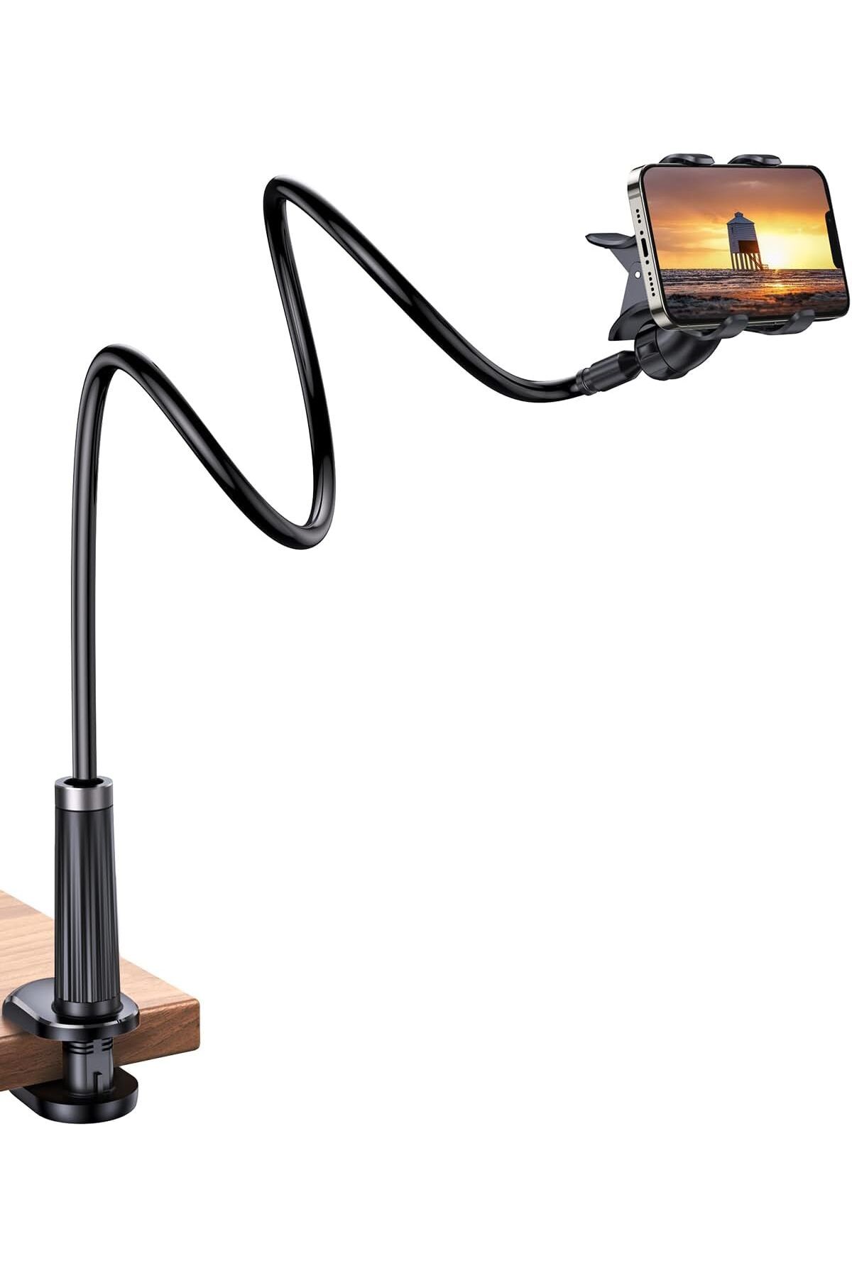LUXE Flexible Esnek Yatak Masa Telefon Tutucu Siyah 90 cm