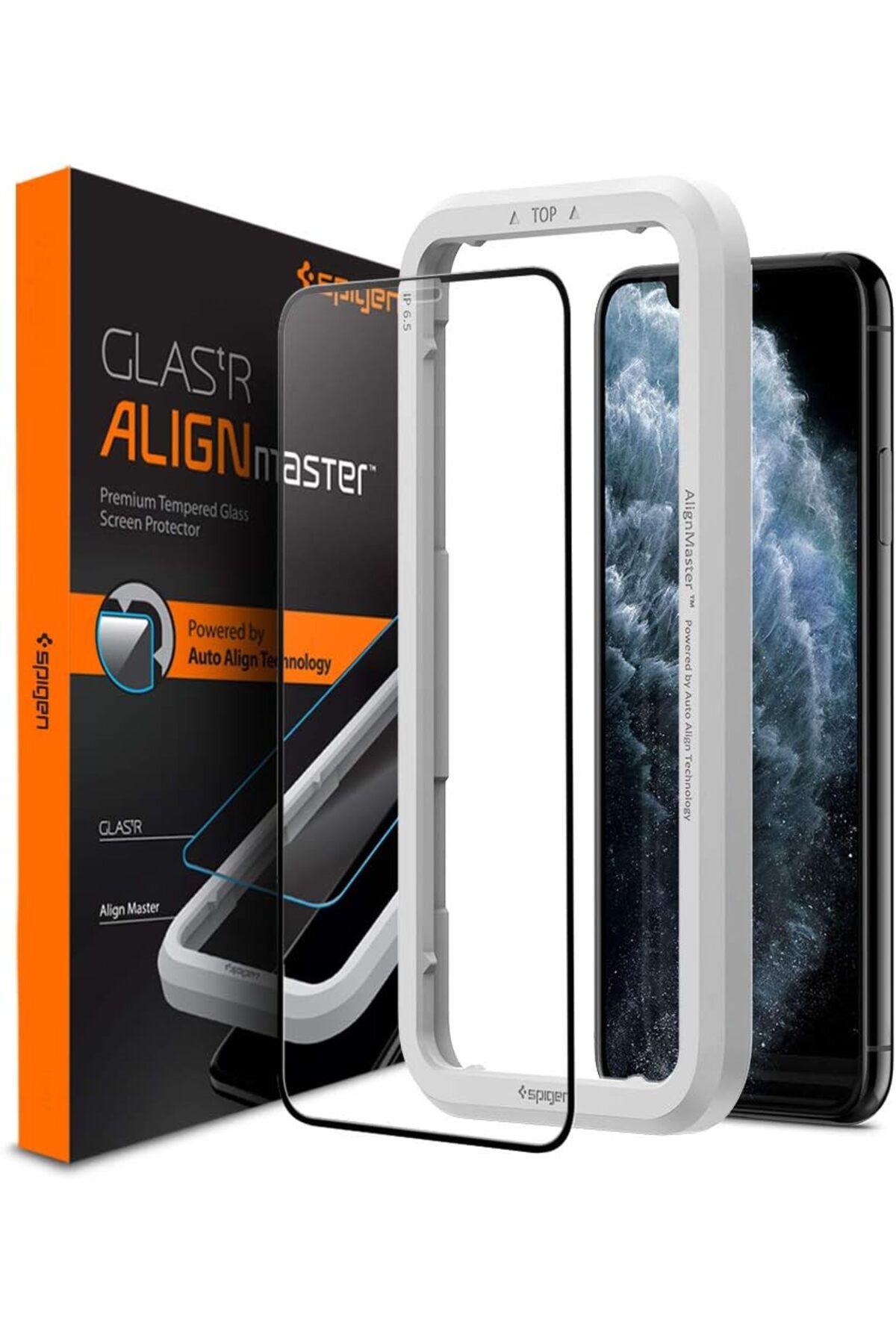STOREMAX OZN iPhone 11 Pro / iPhone XS / iPhone X Cam Ekran Koruyucu Kolay Kurulum AlignMaster Full Cover Bla