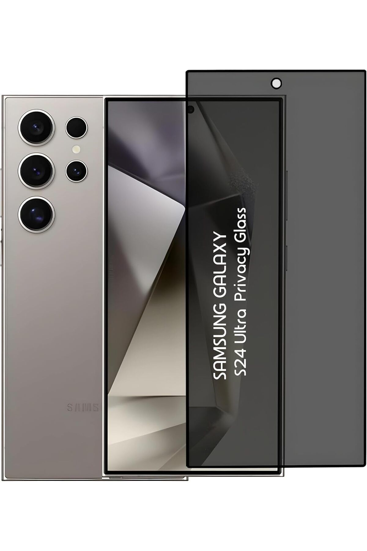Mu Art Ahşap Mrt es Galaxy S24 Ultra Gizli Hayalet Ekran Koruyucu, Yandan GÖrünmeyen Full Ekran Koruyucu Cam,