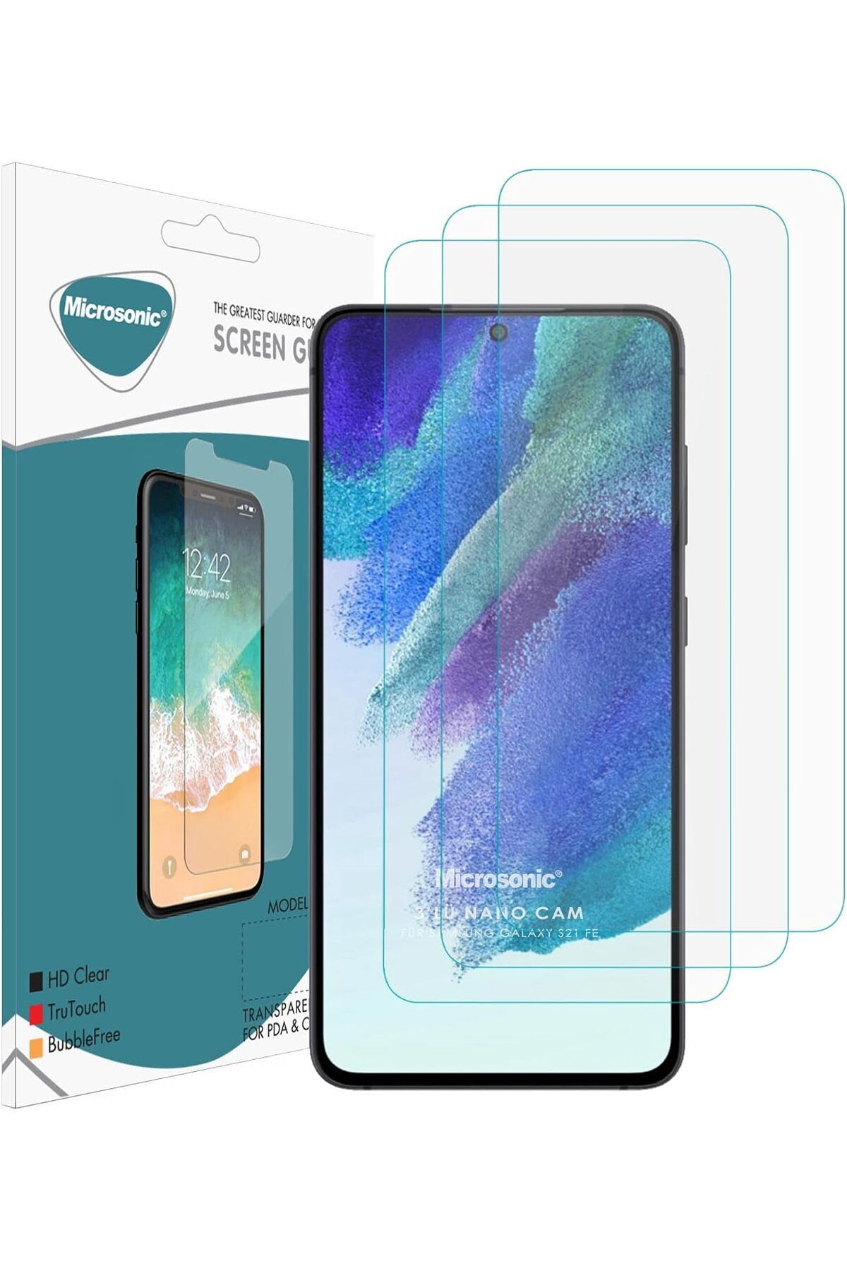Mu Art Ahşap Mrt Galaxy S21 FE Screen Protector Nano Glass Cam Ekran Koruyucu (3'lü Paket) [Galaxy S21 FE ile Uy