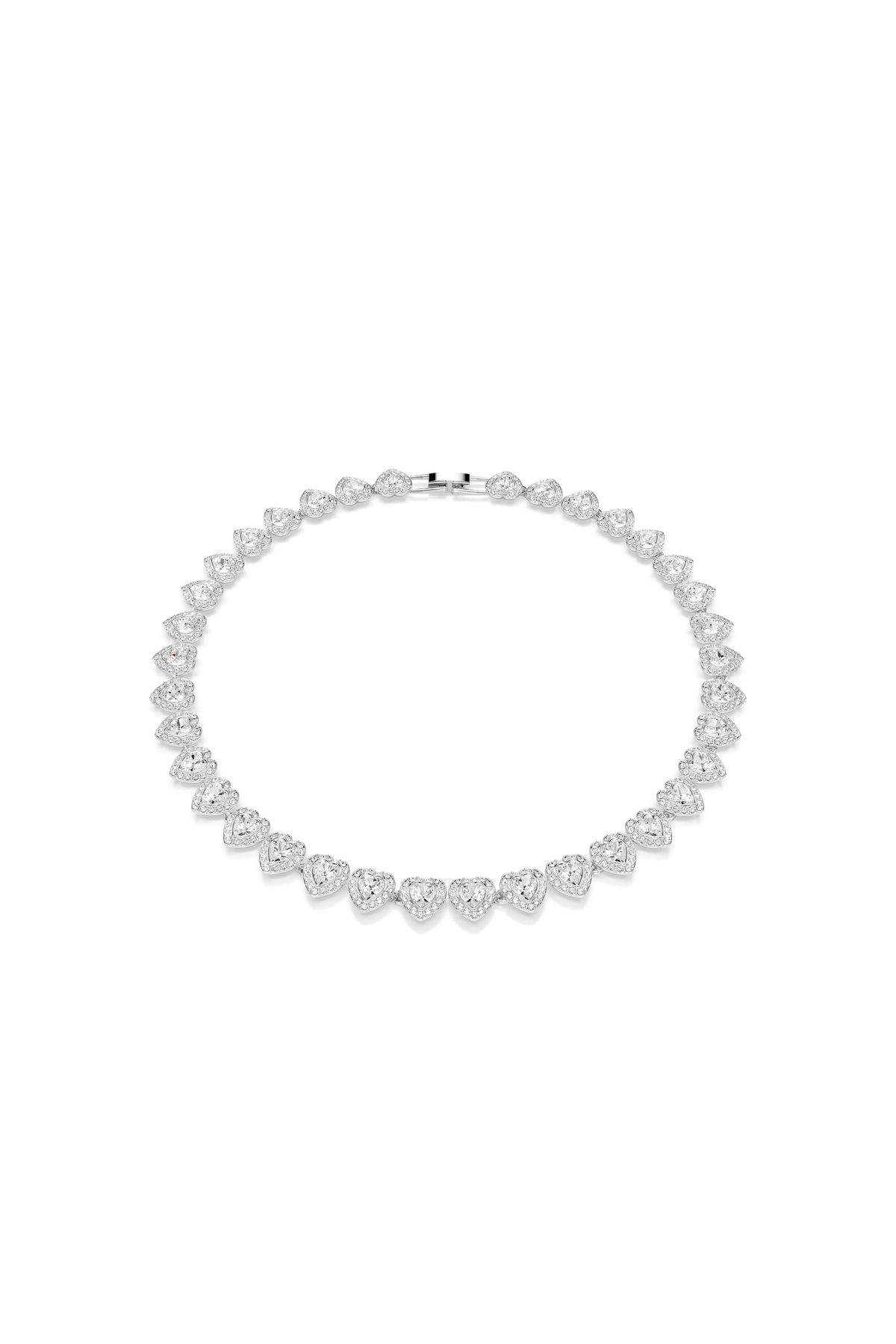 Swarovski Ariana Grande x Swarovski Tennis kolye, Karışık kesimler, Kalp, Beyaz, Rodyum kaplama