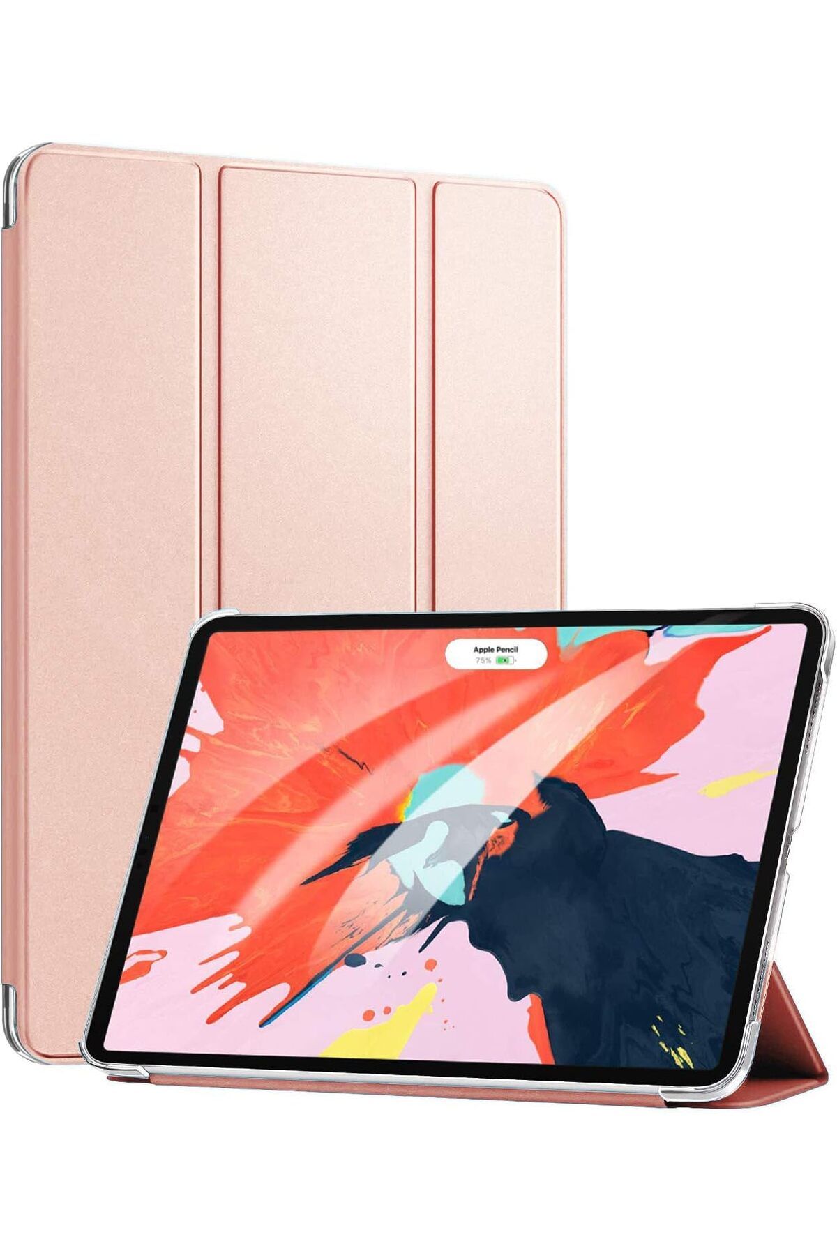 Mu Art Ahşap Mrt iPad Pro 11`` 2022 4. Nesil için Kılıf (A2759-A2435-A2761-A2762) Smart Case ve Arka Kapak Ros