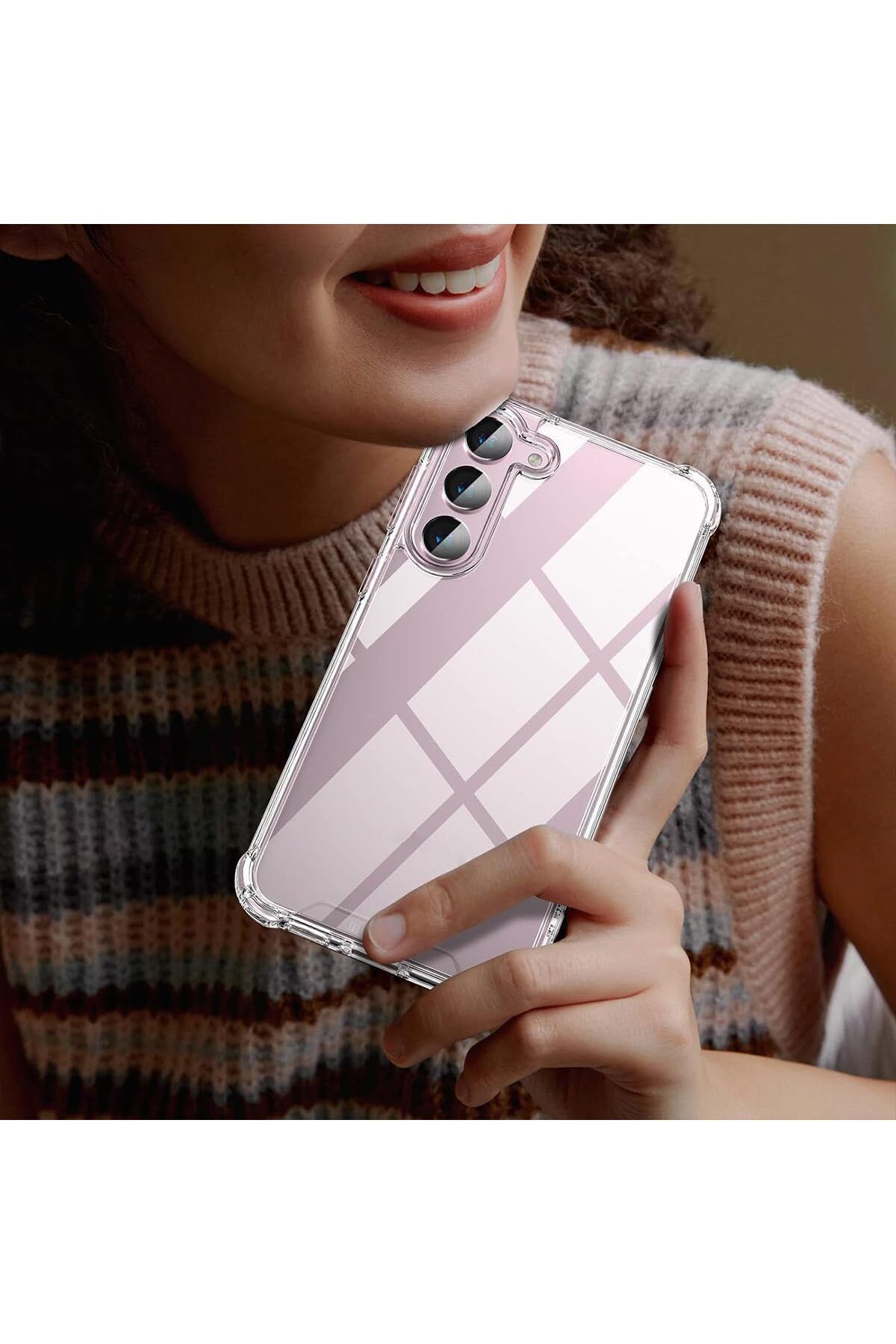 STOREMAX ELZ Galaxy S24 FE (Fan Edition) Uyumlu Kenar ve Darbe Korumalı Anti Shock Darbe Emici Şeffaf Silik