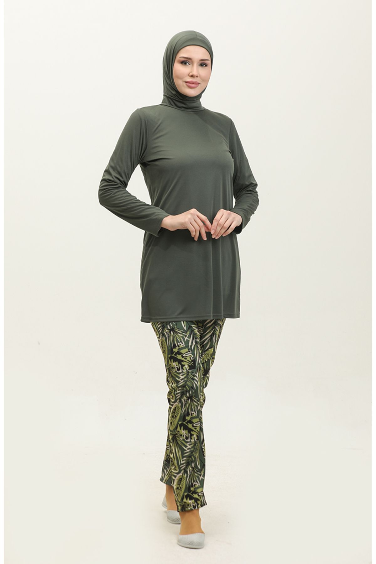 sefamerve-Khaki Hijab-Badeanzug – Modell 2402-01 2