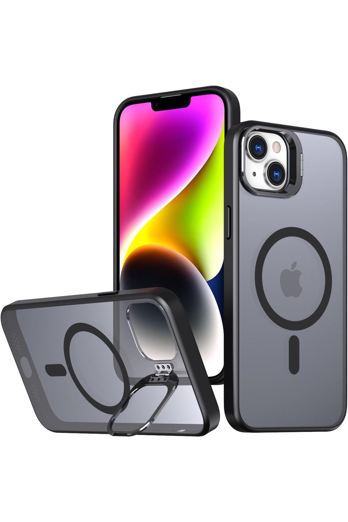 STOREMAX iphone 15 uyumlu Metal Lens Koruma Çerçevesi/Standlı Güçlü Mıknatıslı Bağımsız Buton Ho