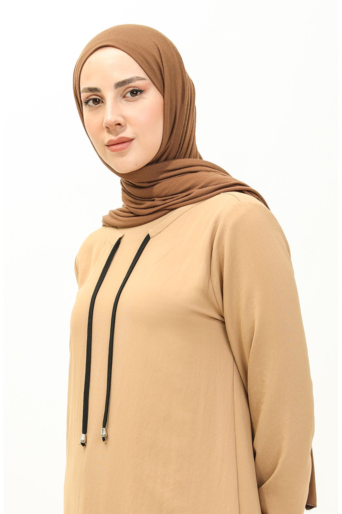 sefamerve-Aerobin Fabric Tunic and Trousers Set of Two - Mink 1003-07 3