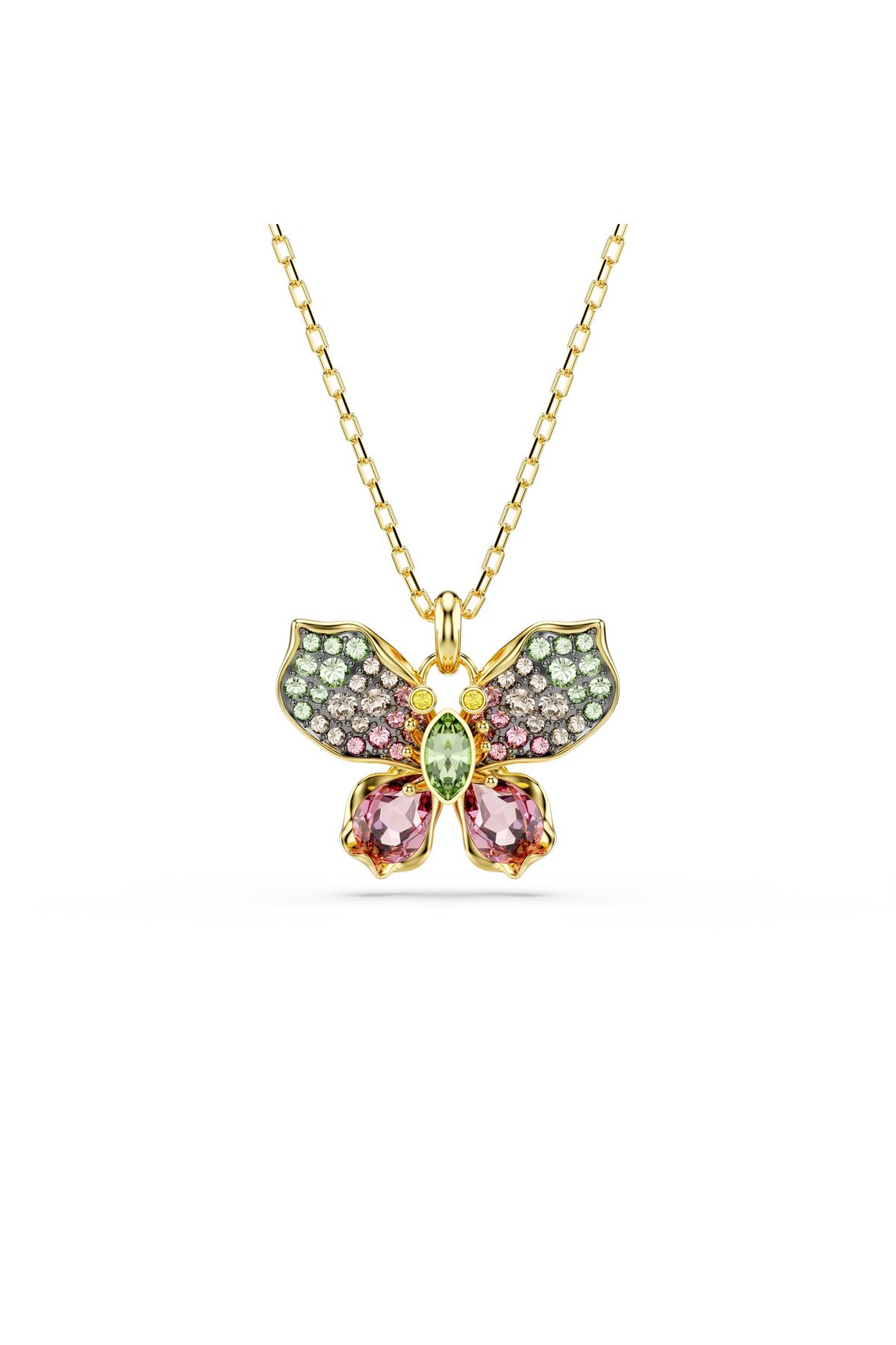 Swarovski Idyllia Kolye, Karışık kesimler, Pavé, Kelebek, Çok renkli, Altın rengi kaplama