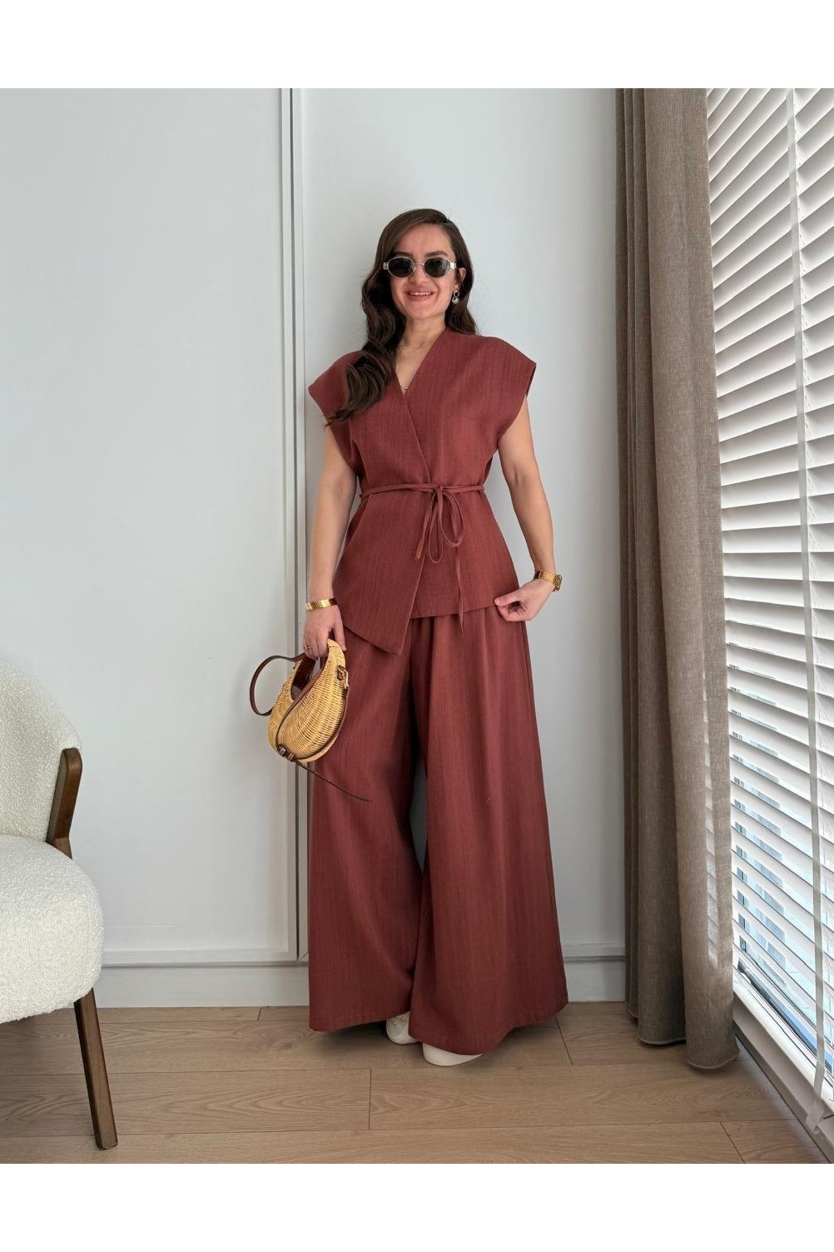 My Blog-Tile Juana Weste Hose Leinen Anzug - 8591 6