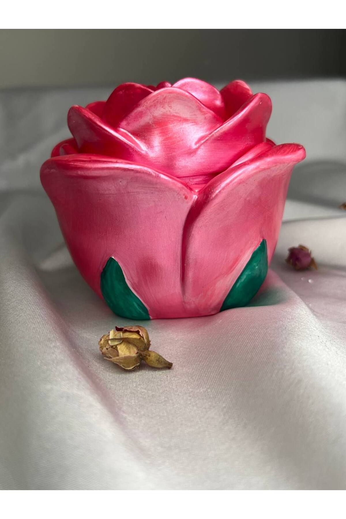 t.k.818さま♡ Love Candle Dekor Pembe Gül Kapaklı Dekoratif Takı Kutusu, Gül