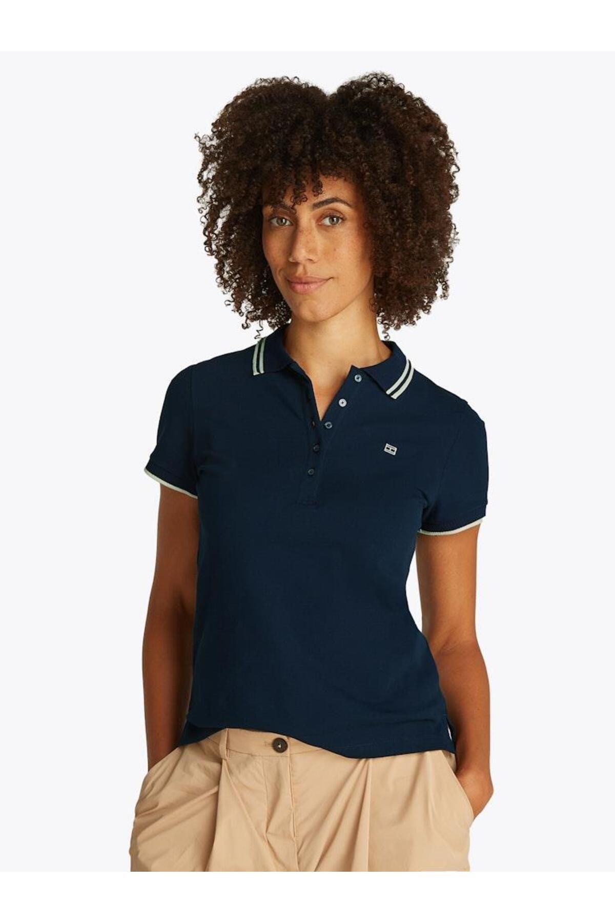 Tommy Hilfiger Kadın FEMININE SPORTY SLIM POLO SS Polo T-Shirt