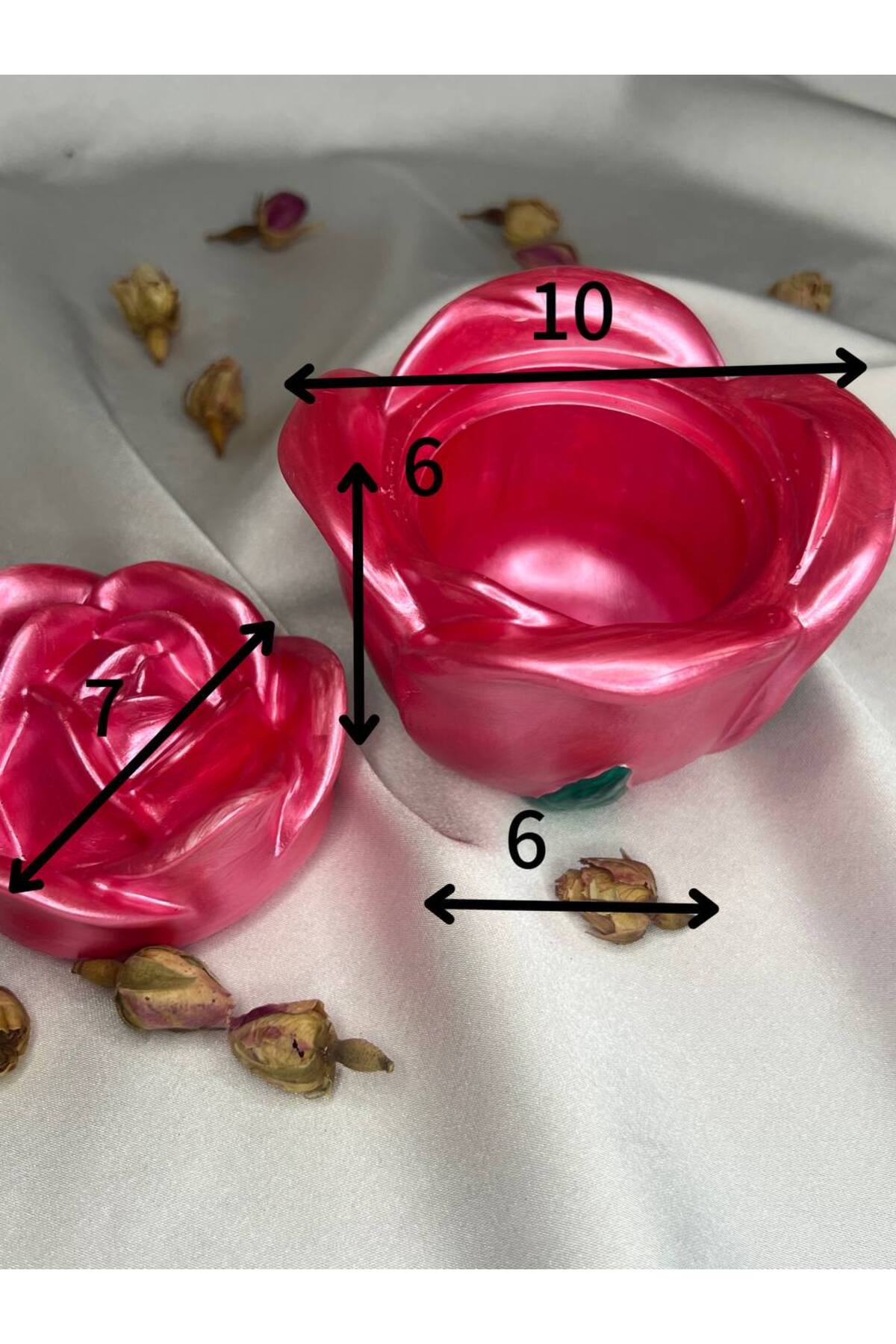 Love Candle Dekor Pembe Gül Kapaklı Dekoratif Takı Kutusu, Gül