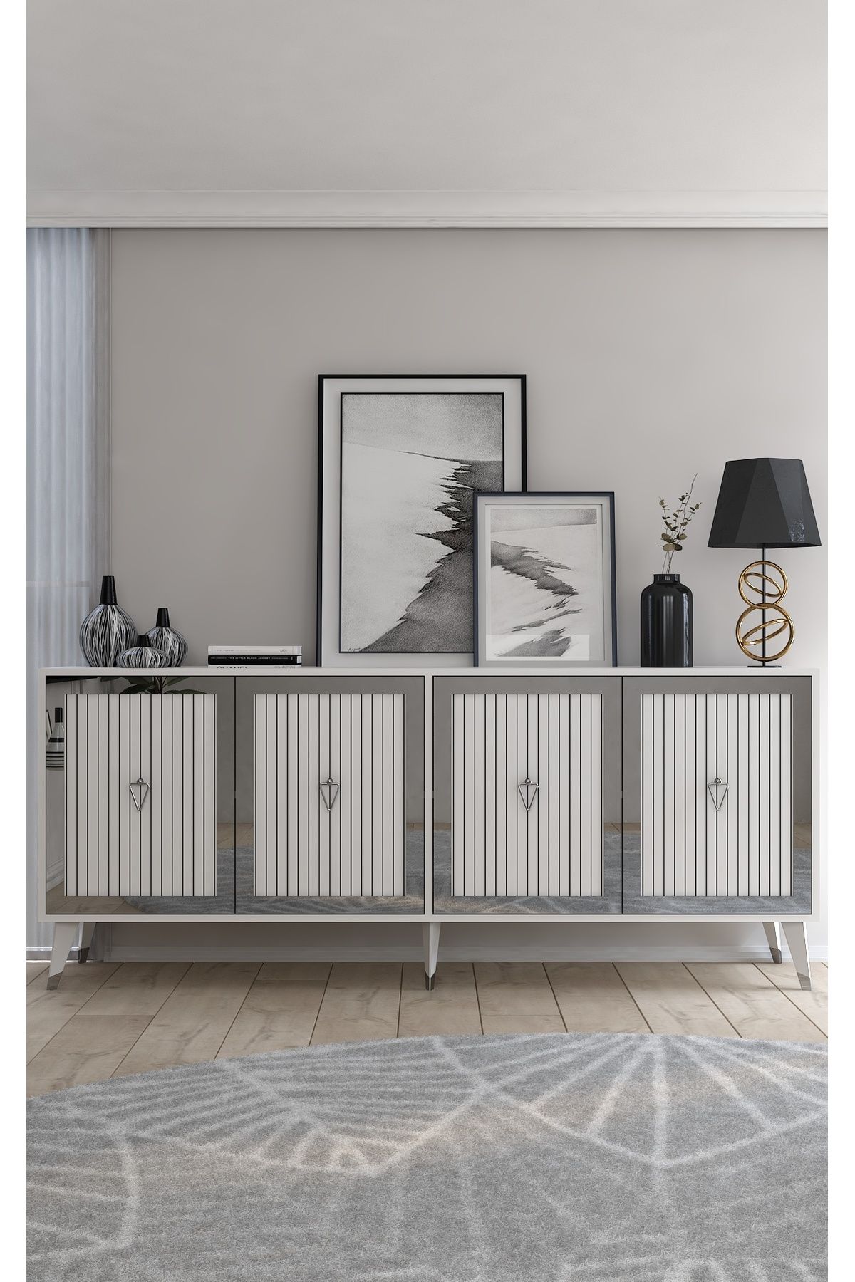 DemonteHome BENNERDH (KX180) KONSOL BEYAZ-GÜMÜŞ