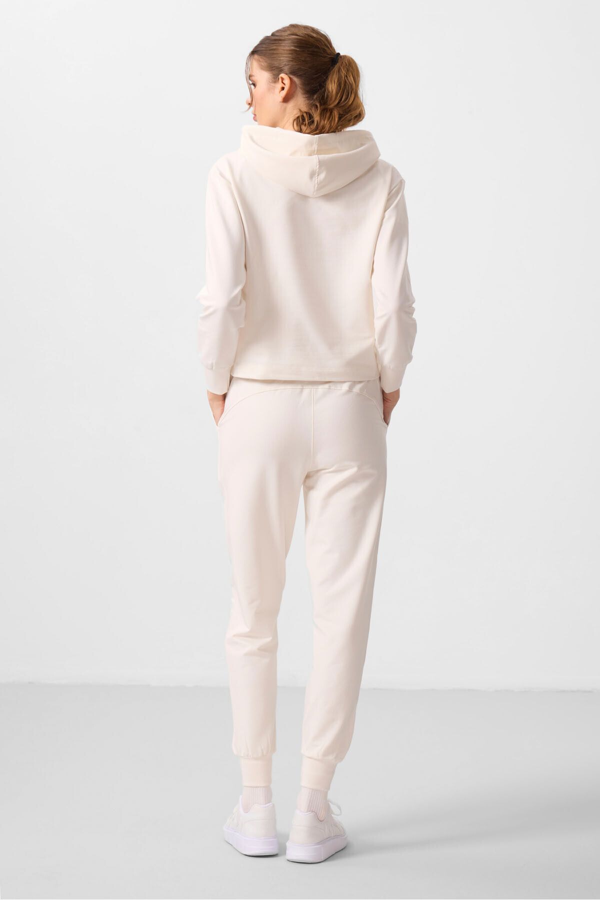 TOMMY LIFE-Ecru Hooded Oversize Γυναικεία αθλητική φόρμα - 95336 7