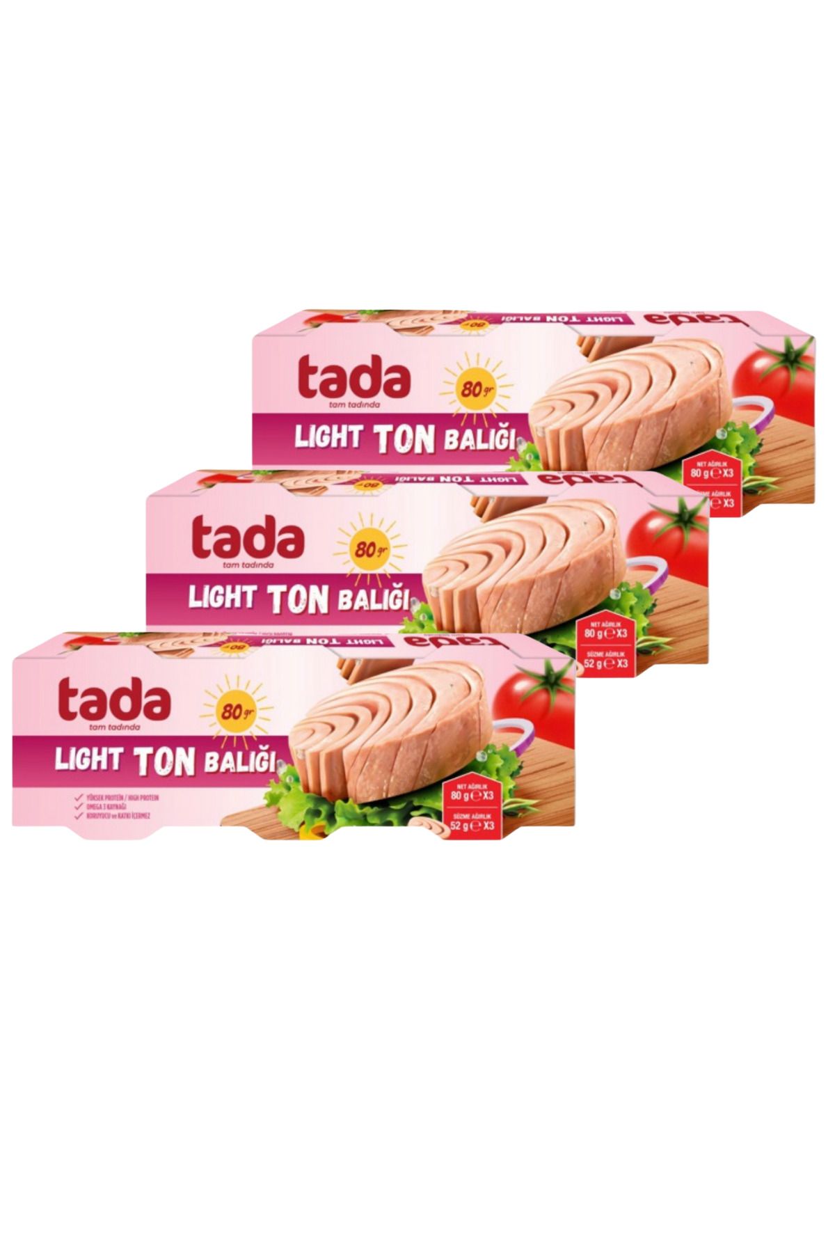 Tada Light Ton Balığı Konservesi 80 Gr 3'lü (3 Adet)