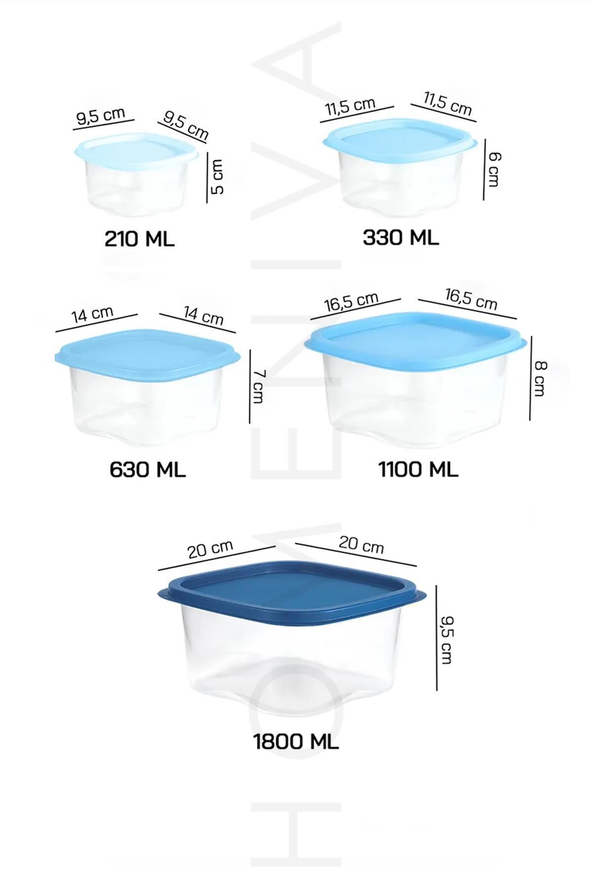 HOMENIVA-5 Size Square Storage Container Set - Storage Container Suitable for Microwave and Deep Freezer 6