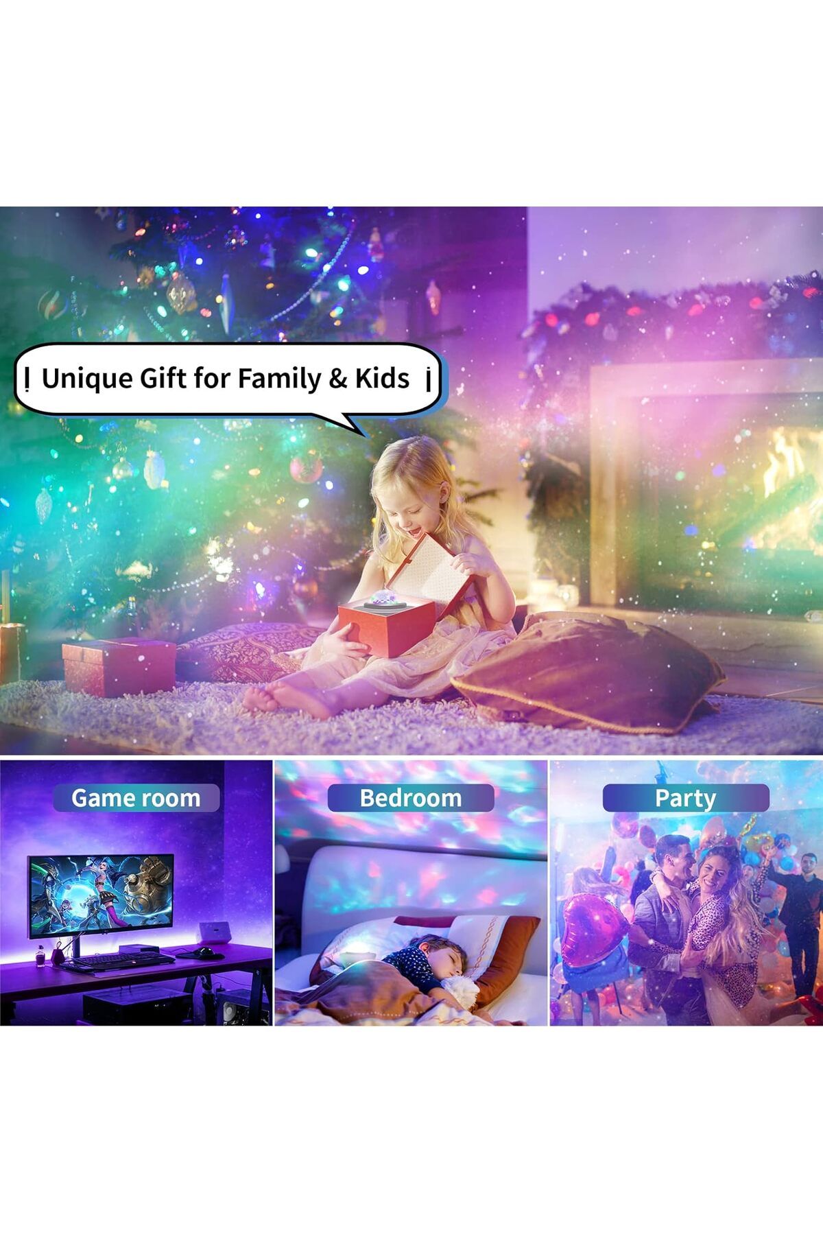 fulina-Dynamic Projection Night Light with Remote Control Bluetooth Speaker, Multiple Colours,for Bedroom 5