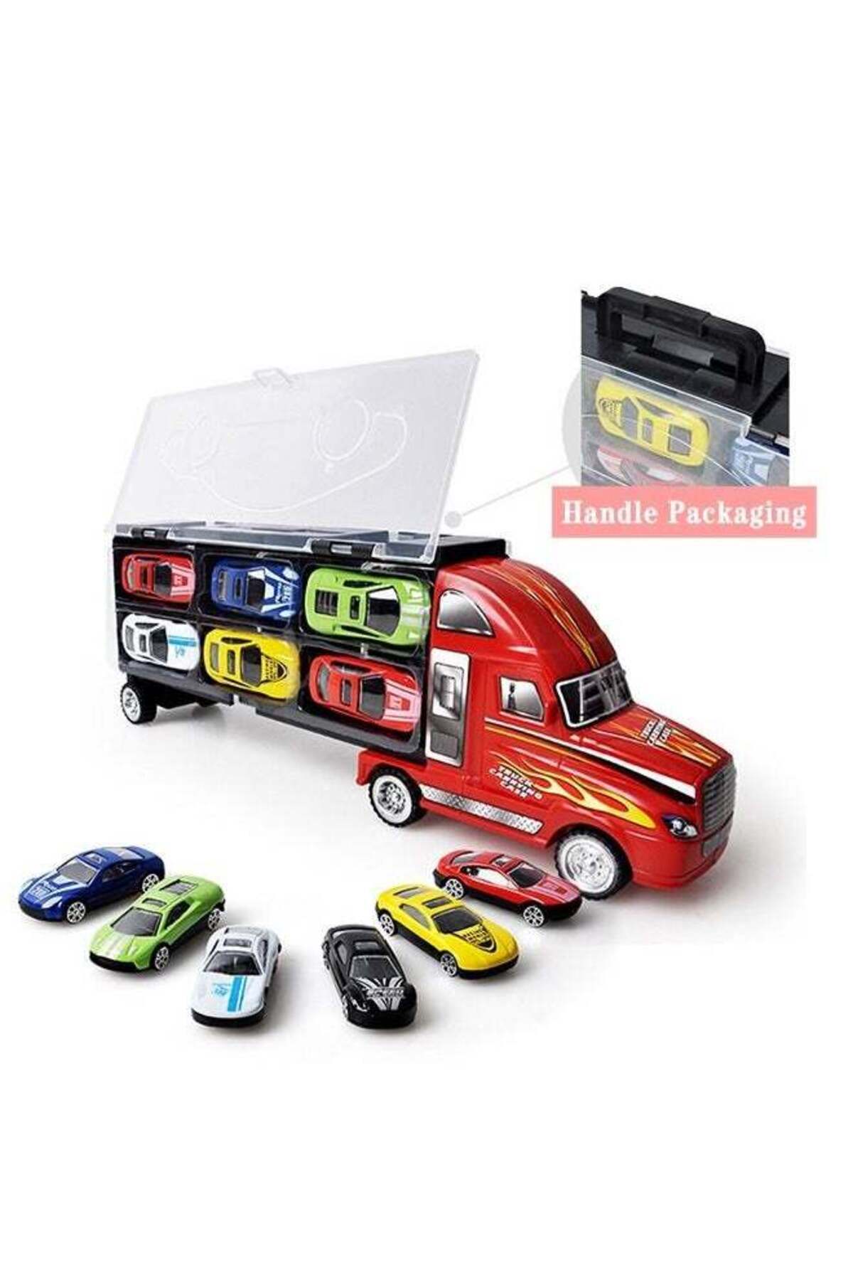 Yelajoy-Car Transporter Playset,With 12 Small Diecast Cars for Boys and Girls,Best Holiday Gift for Kids 3