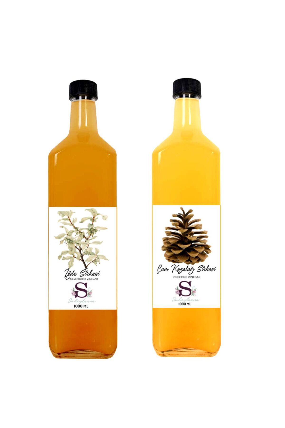 Doğal İğde Sirkesi 1000 ml ve Çam Kozalağı Sirkesi 1000 ml