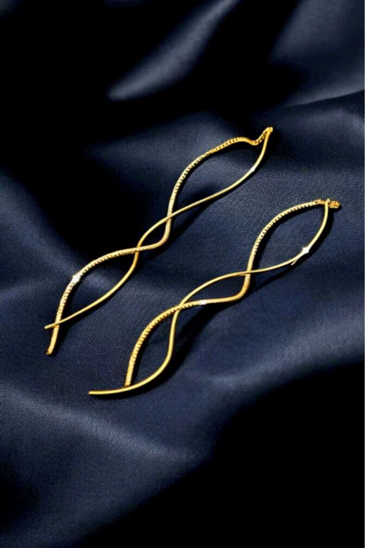 Atölye Olcay Eser-Wavy Design Dangle Steel Earrings 1