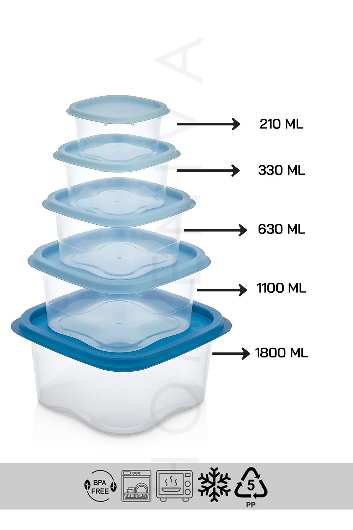 HOMENIVA-5 Size Square Storage Container Set - Storage Container Suitable for Microwave and Deep Freezer 5