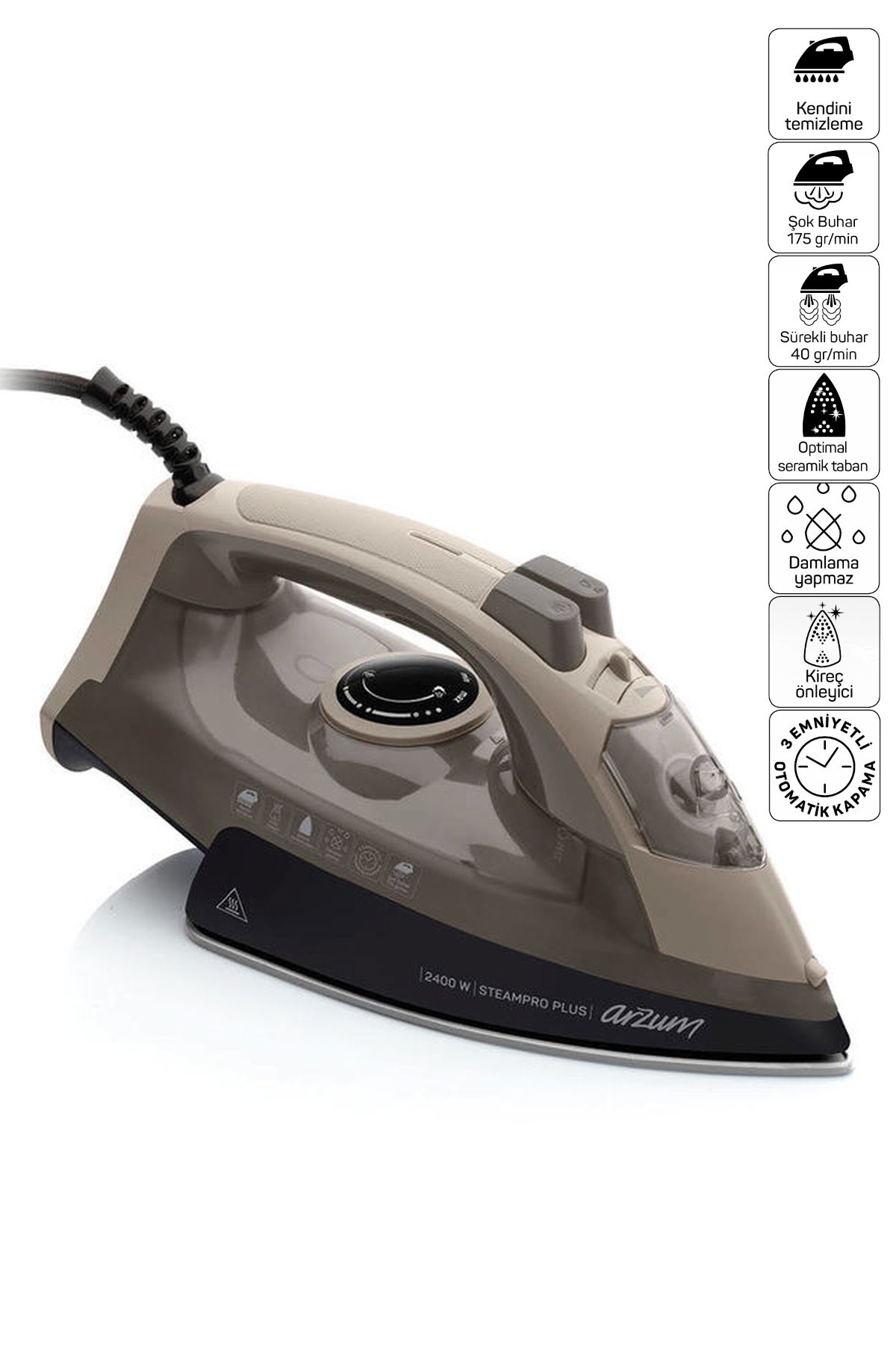 Ar6016 Steampro Plus 2400w Optimal Seramik Taban Buharlı Ütü