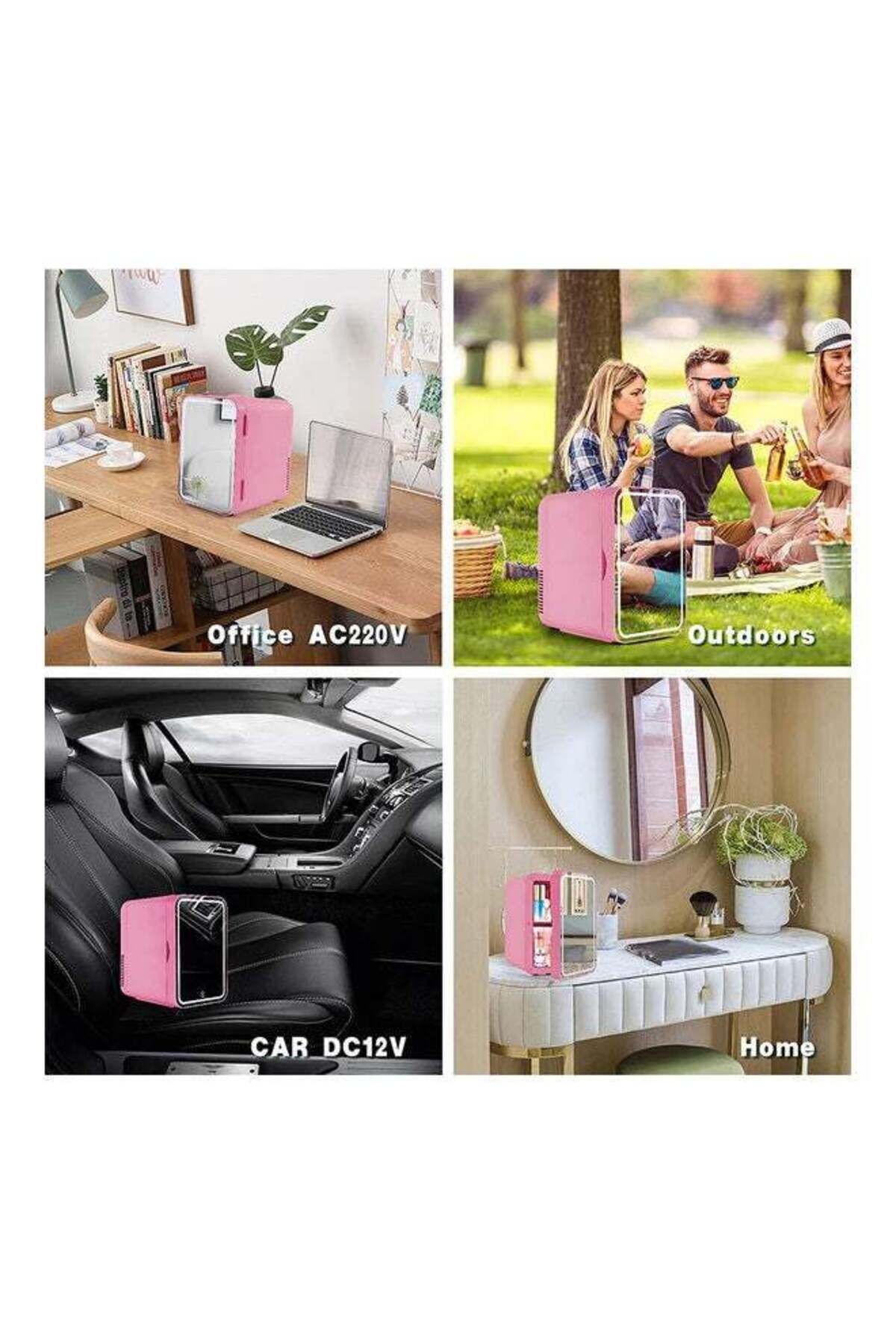 COOYA-Mini Cosmetic Makeup Refrigerator With LED Light Mirror Pink 6