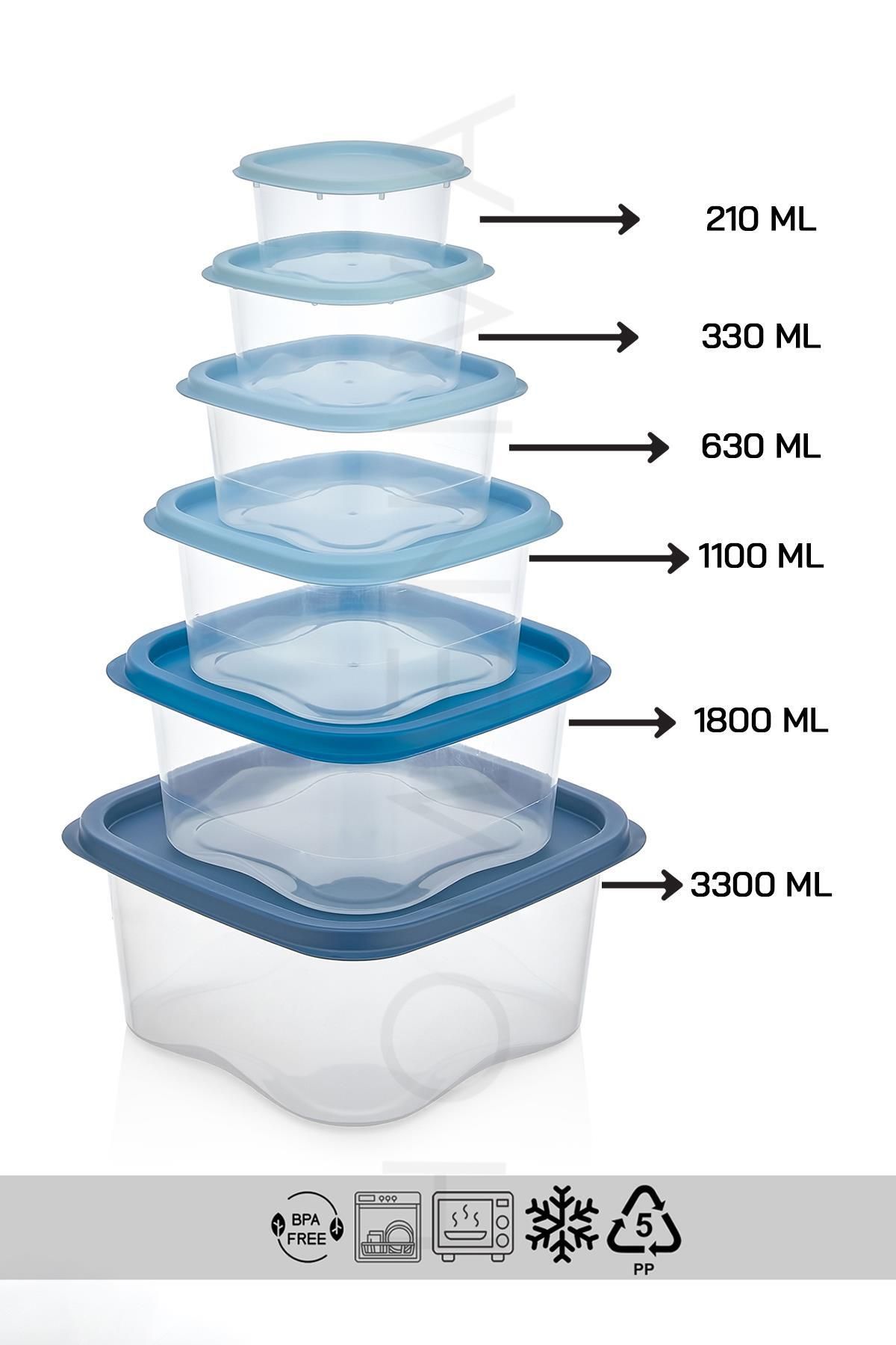 HOMENIVA-6 Size Square Storage Container Set - Storage Container Suitable for Microwave and Deep Freezer 4