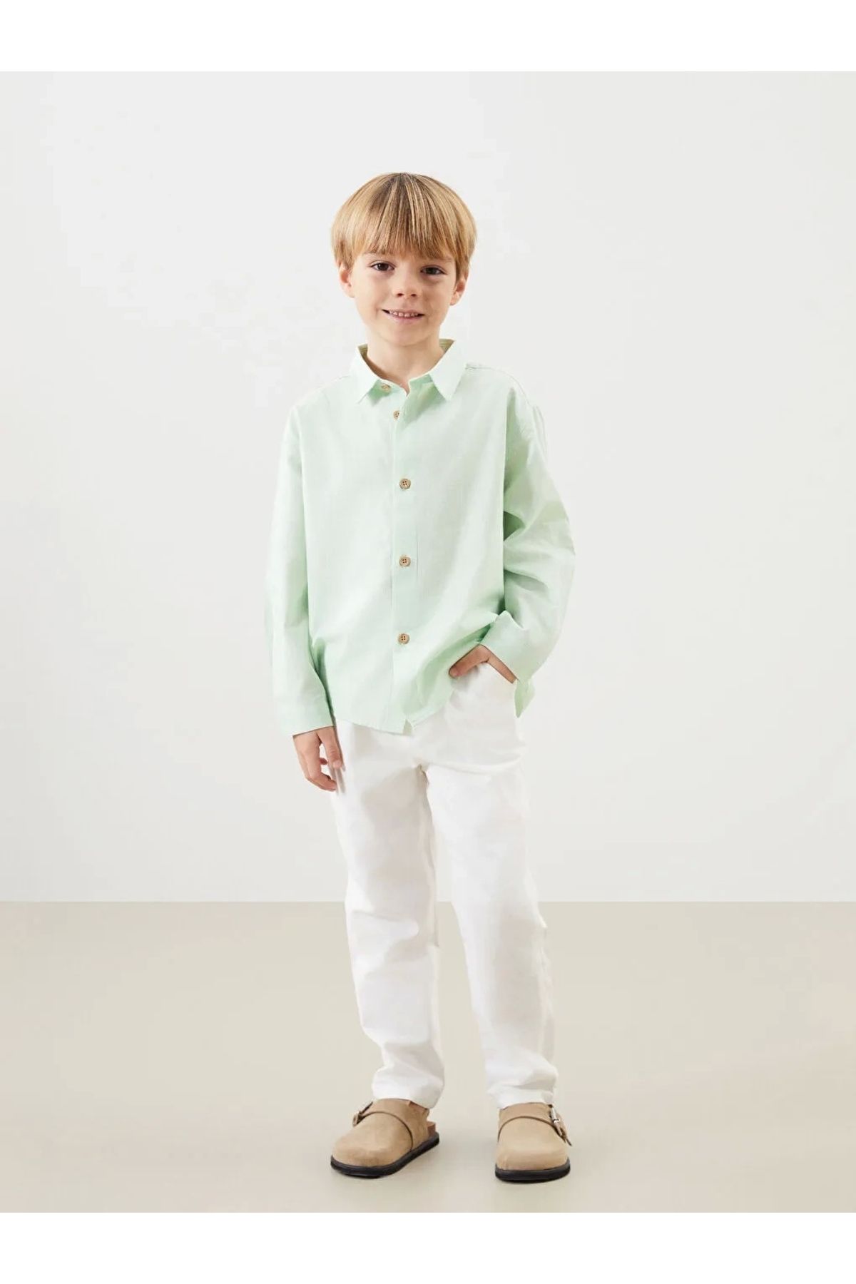 LC Waikiki-Lcw Kids Green Basic pamut fiú ing és nadrág 2 db-os csomag 2